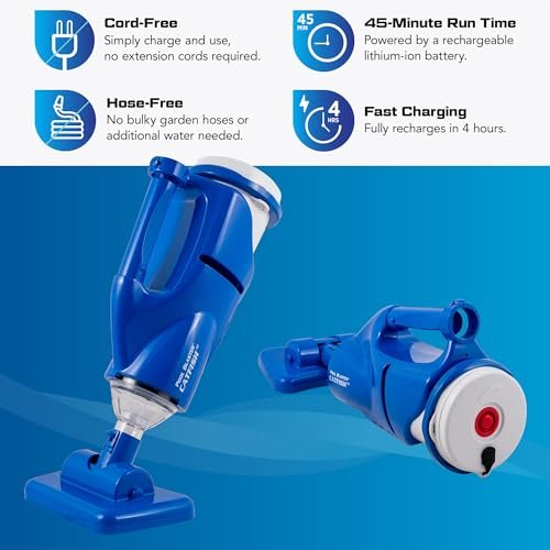 POOL BLASTER Cordless Rechargeable Pool Vacuum for Hut Tubs, Above Ground and Inground Pools