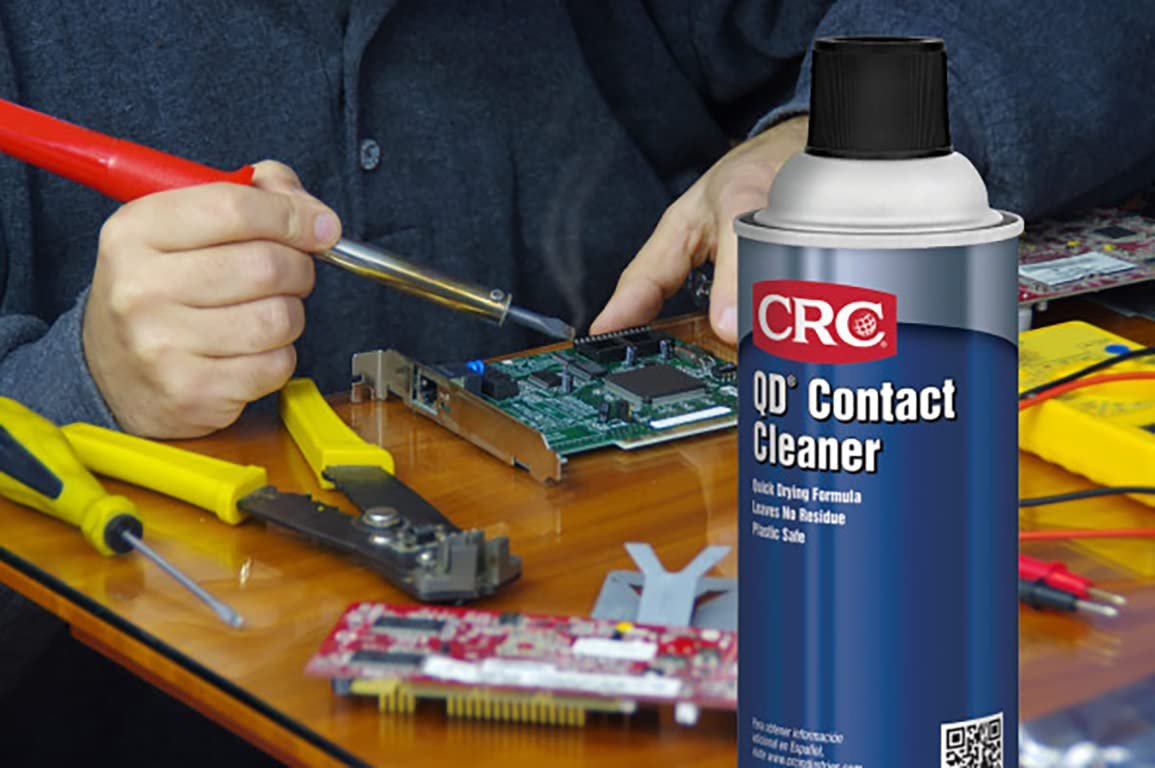 CRC QD Contact Cleaner, 11 Wt Oz, Industrial Strength, Quick Drying, No Residue, Plastic-Safe Electronics Cleaner, Safe For Sensitive Electronics, Aerosol Spray