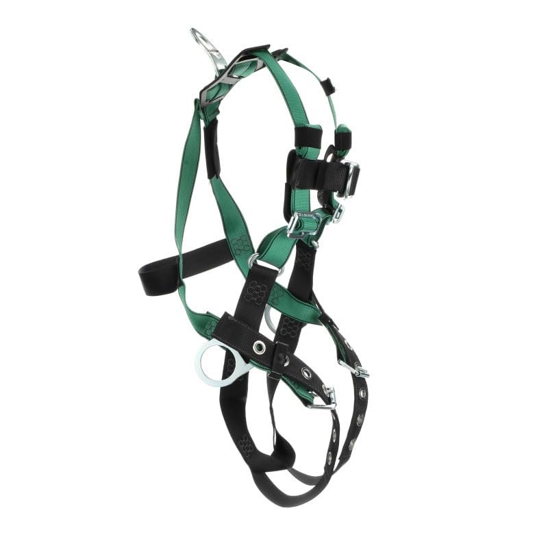 MSA V-Form Harness - Durable, Green, Full Body Harness with Aluminum D-Ring Configuration