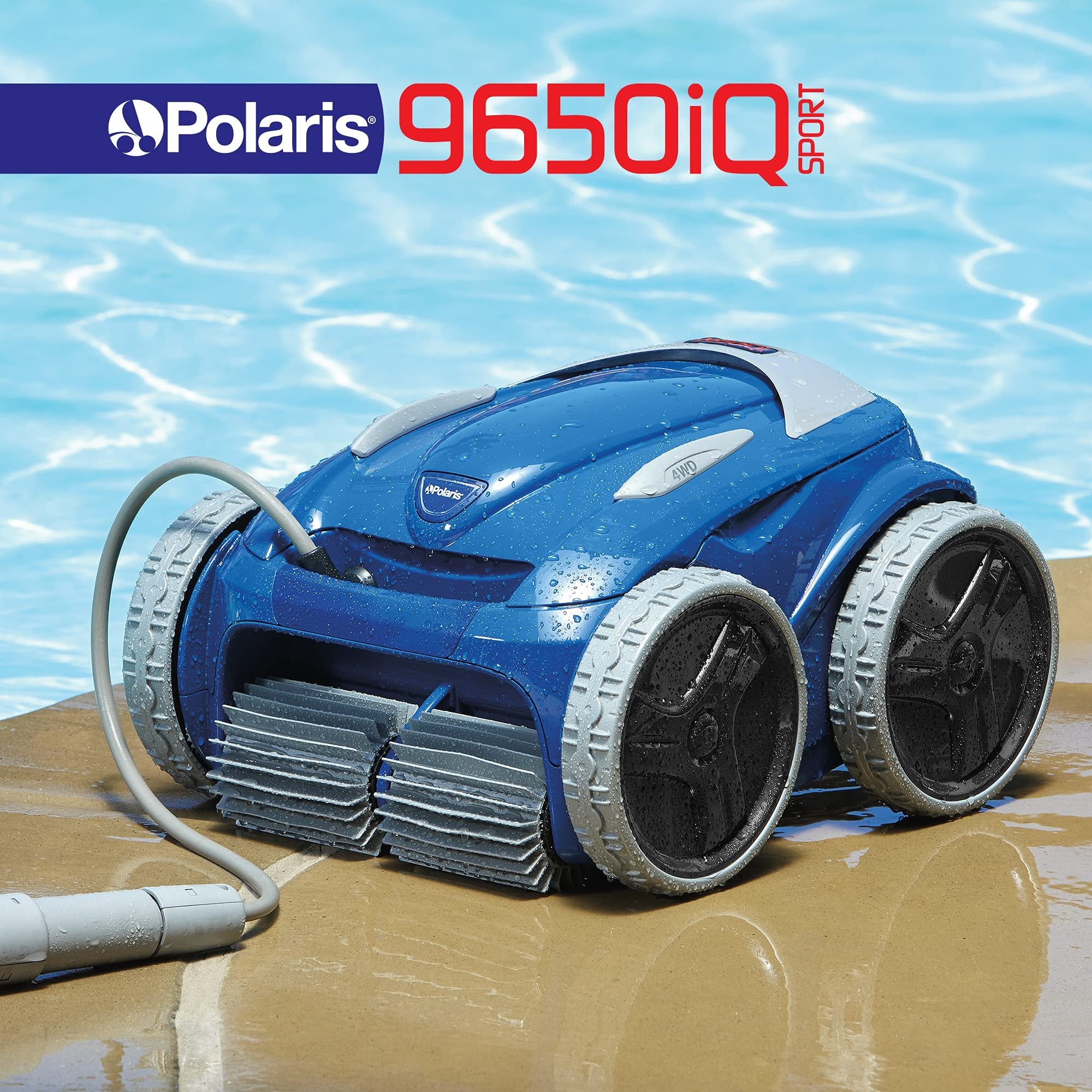 Polaris 9650iQ Sport Robotic Cleaner, Automatic Vacuum for InGround Pools up to 60ft, Smart App, WiFi, Amazon Alexa, 70ft Swivel Cable w/Strong Suction & Easy Access Filter Canister