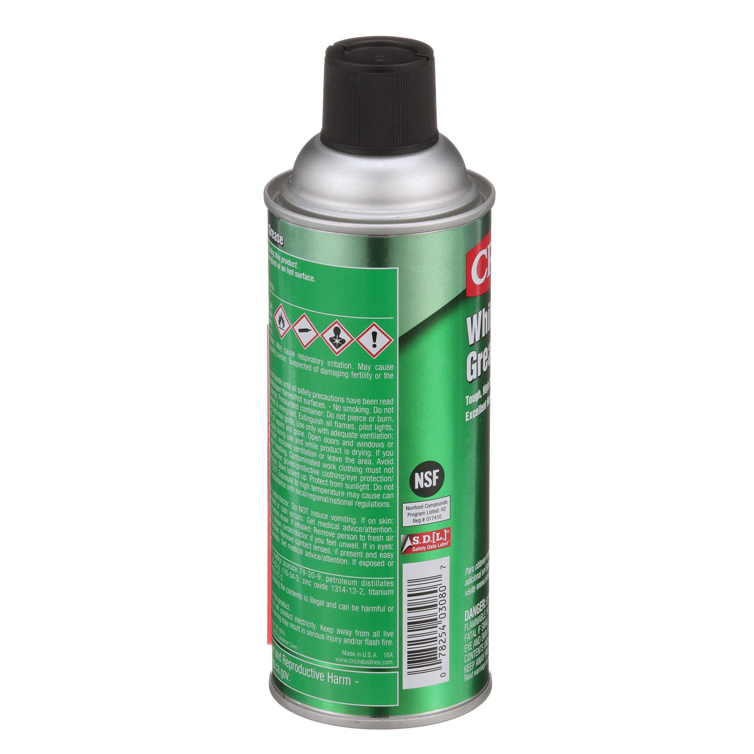 CRC White Lithium Grease 03080 – 10 Wt. Oz. Aerosol, High Viscosity General Purpose Grease