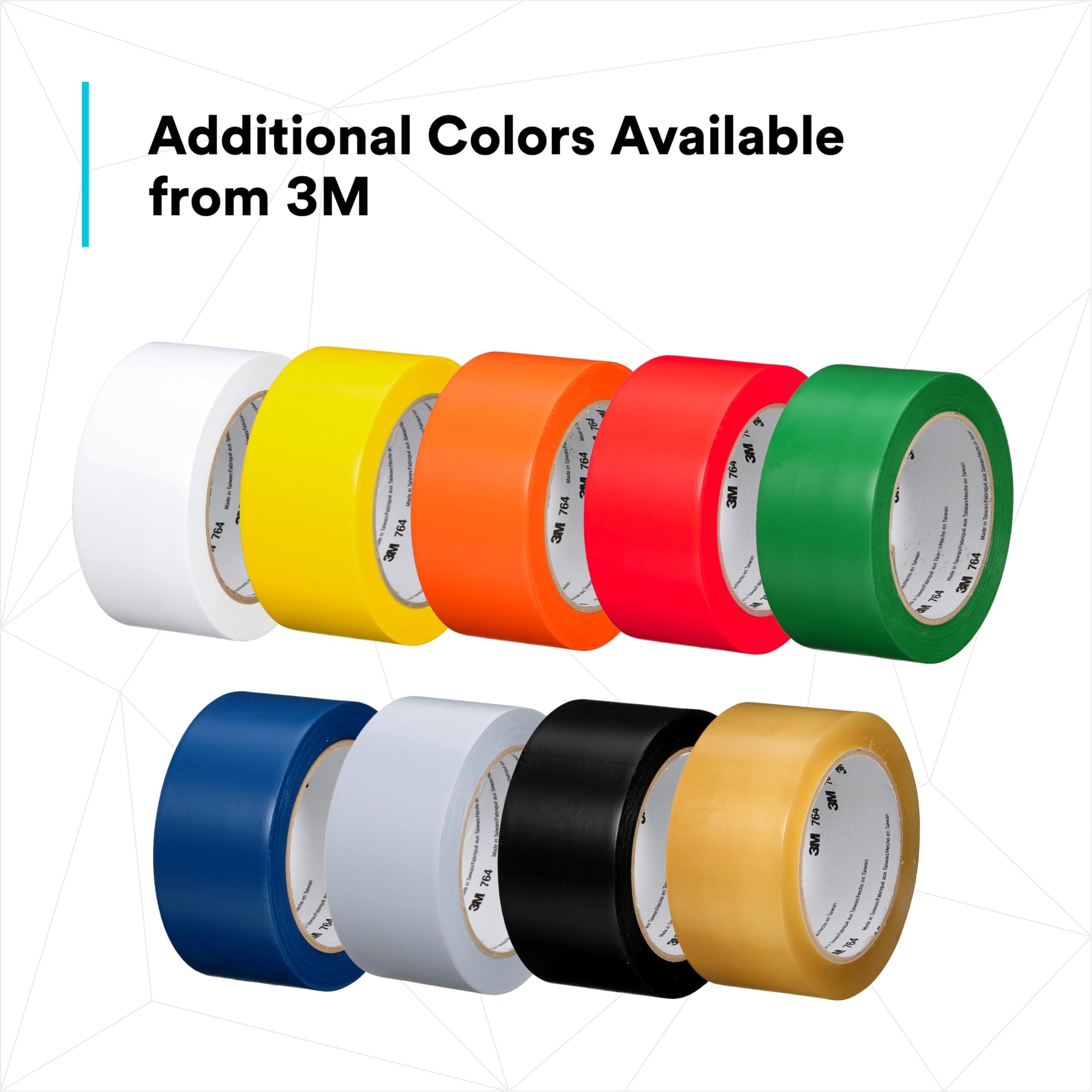 3M Vinyl Tape 764, General Purpose, 3 in x 36 yd, Yellow, 1 Roll, Light Traffic Floor Marking Tape, Social Distancing, Color Coding, Safety, Bundling