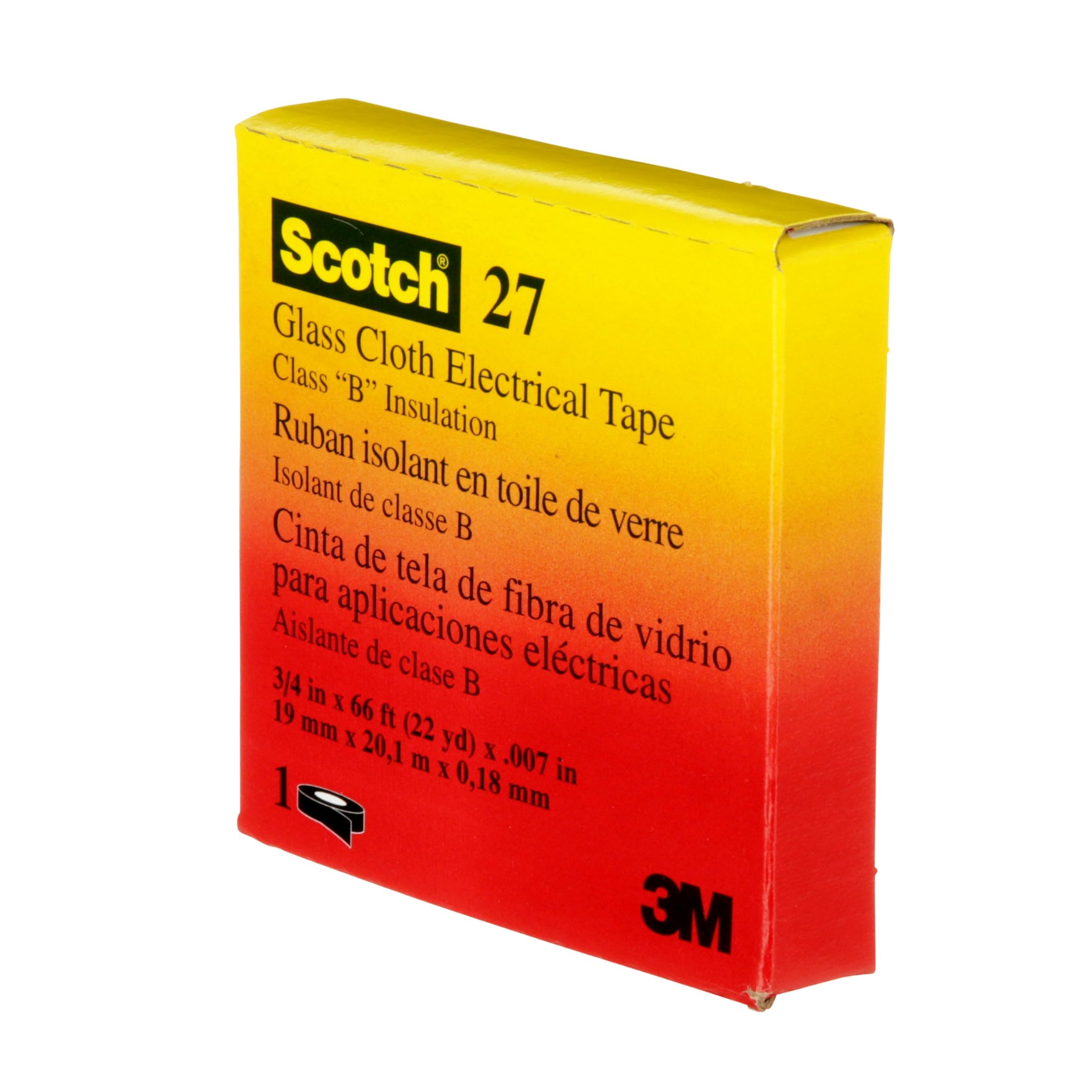 3M™ Glass Cloth Electrical Tape 27, 3/4 in x 66 ft, 1 Roll/Carton