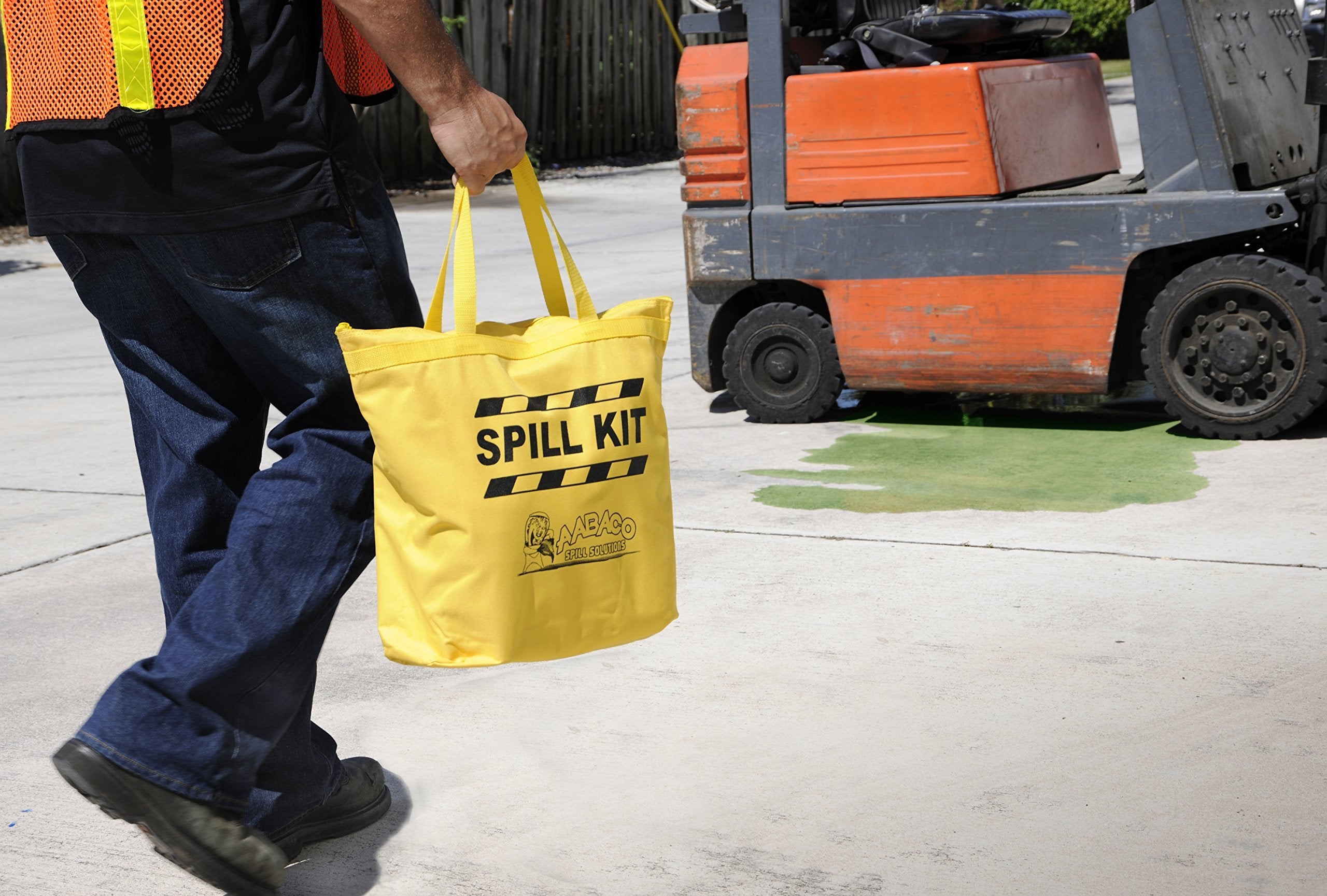 AABACO Universal Spill KIT – 3 Kits - Perfect Spill Kits for Trucks - in Portable High Visibility Yellow Tote Bag –for Spill Response – Chemical Or Oil Containment