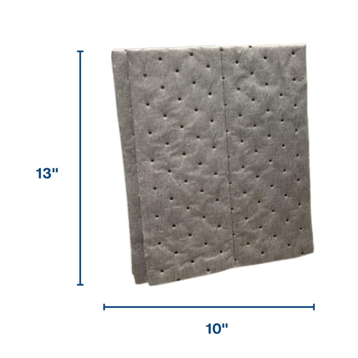 Spilfyter Small Task Absorbent Pads - 13" x 10", 100-Pack - Universal Leak, Drip, and Spill Control, 12 Gal Absorbency- GFF-1310