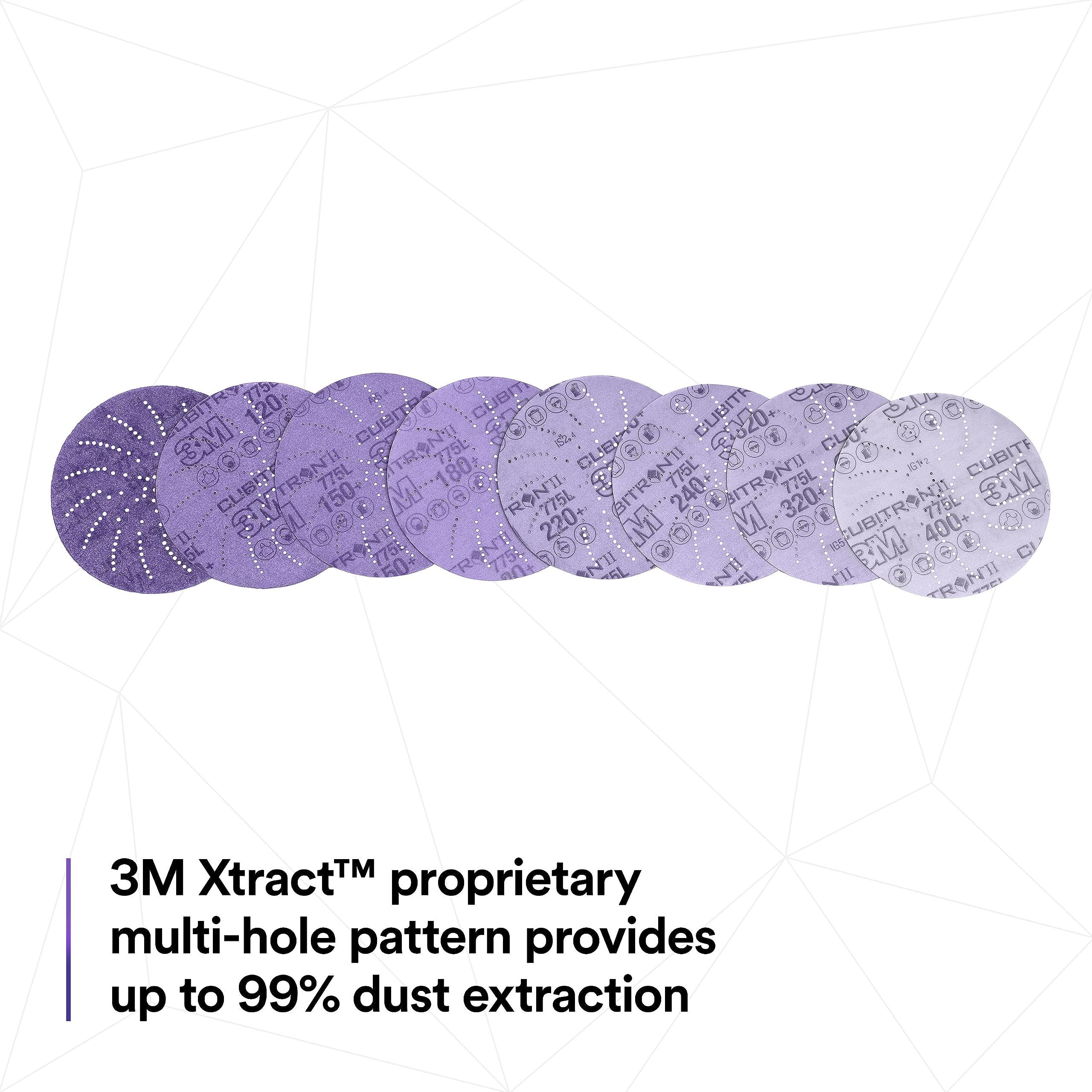 3M Xtract Cubitron II Hookit Clean Sanding Film Disc 775L Hook and Loop Sanding Discs for Paint Preparation and Removal, General Sanding, Refining, Blending, and Featheredge
