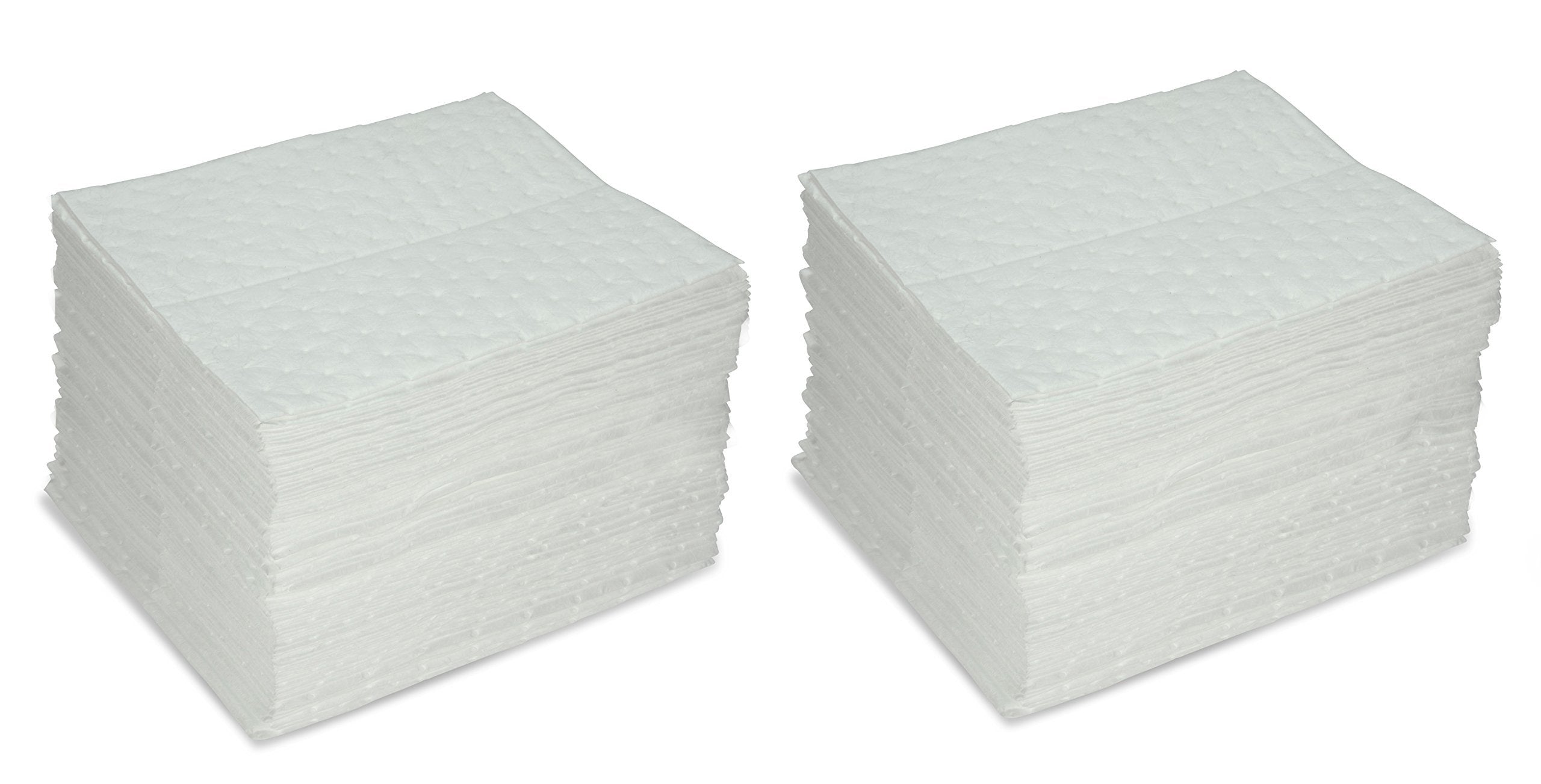 AABACO Oil Only ABSORBENT PADS – Light Weight Sheets (200ct Per Pack) 15 x 17 Inch LightWeight Absorbing Sheets for OIL and FUEL SPILLS – Repels Water 24 Gallon Absorbency – Cleanup & Automotive (400)