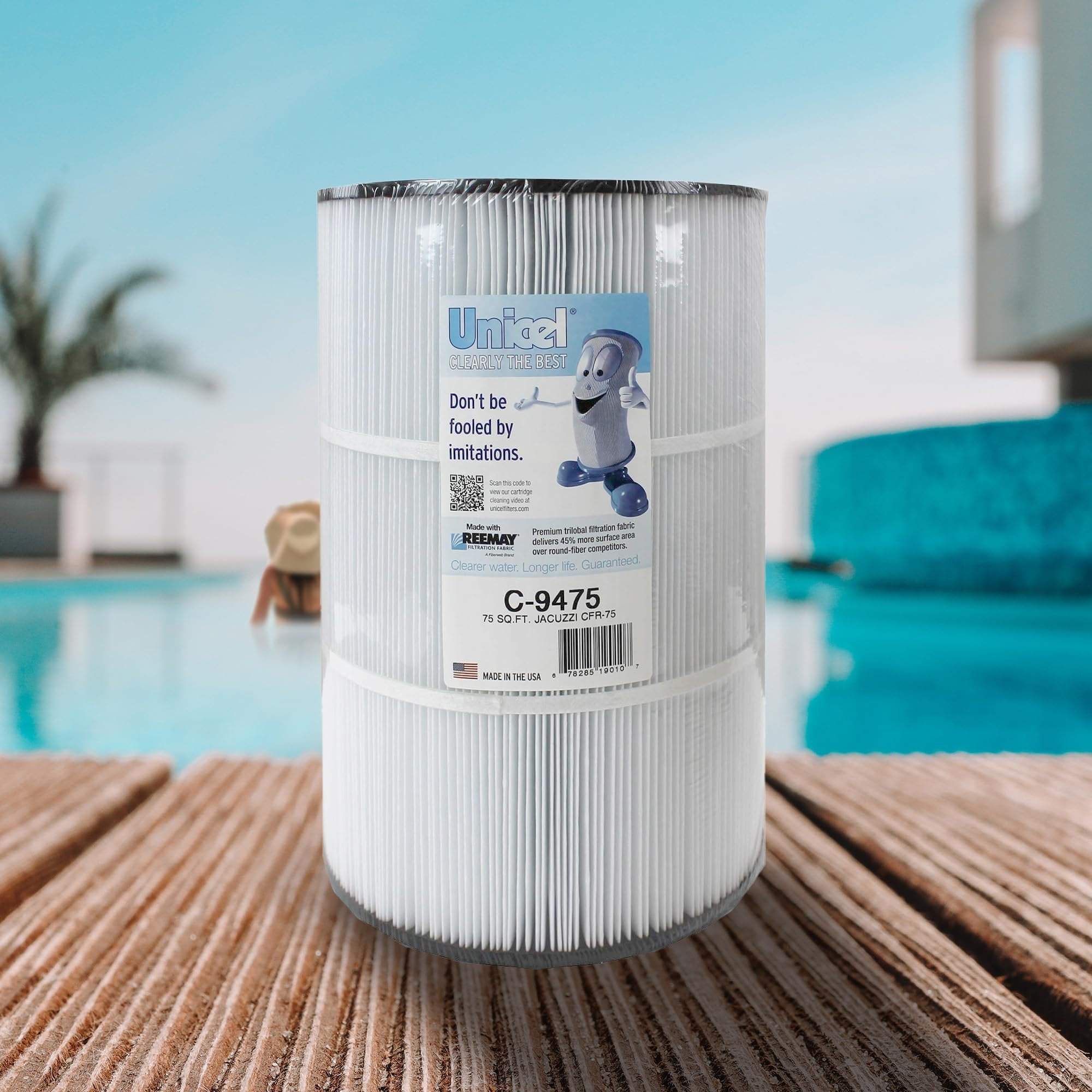 Unicel C-9475 75 Square Foot Media Replacement Pool Filter Cartridge with 193 Pleats, Compatible with Jacuzzi Brothers