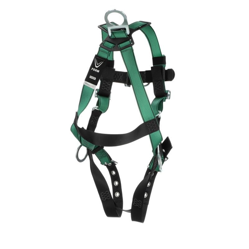 MSA V-Form Harness - Durable, Green, Full Body Harness with Aluminum D-Ring Configuration