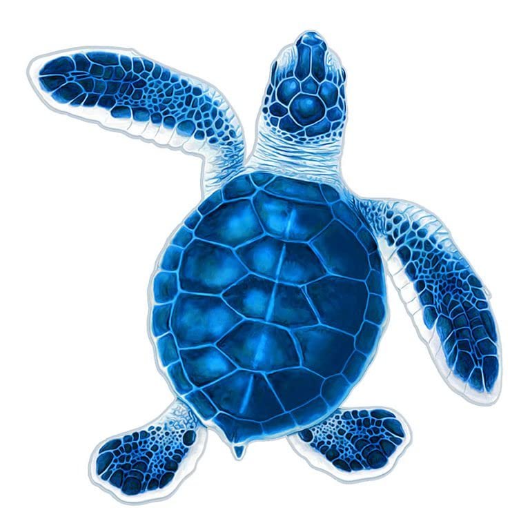 Turtle Hatchling Style A Porcelain Swimming Pool Mosaic (Style A - 5" x 5", Blue)