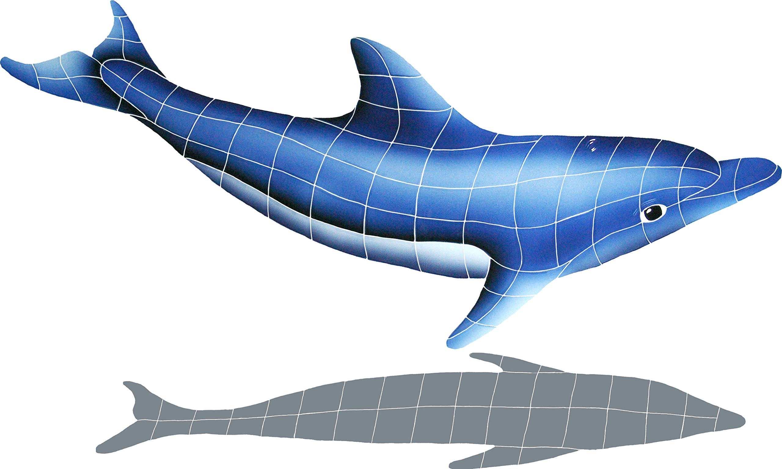 Dolphin in the Sun with Shadow B Ceramic Swimming Pool Mosaic (26" x 42")