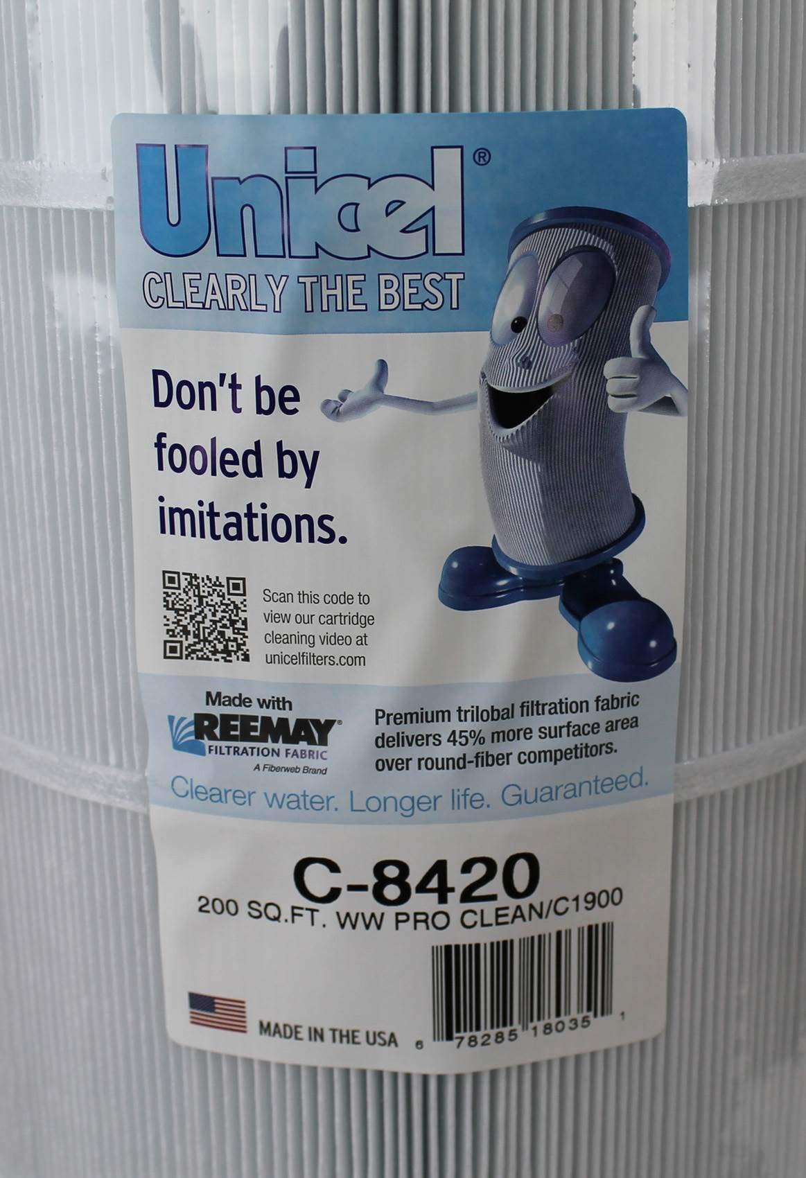 Unicel C-8420 200 Square Foot Media Replacement Pool Filter Cartridge with 236 Pleats, Compatible with Hayward Pool Products and Waterway