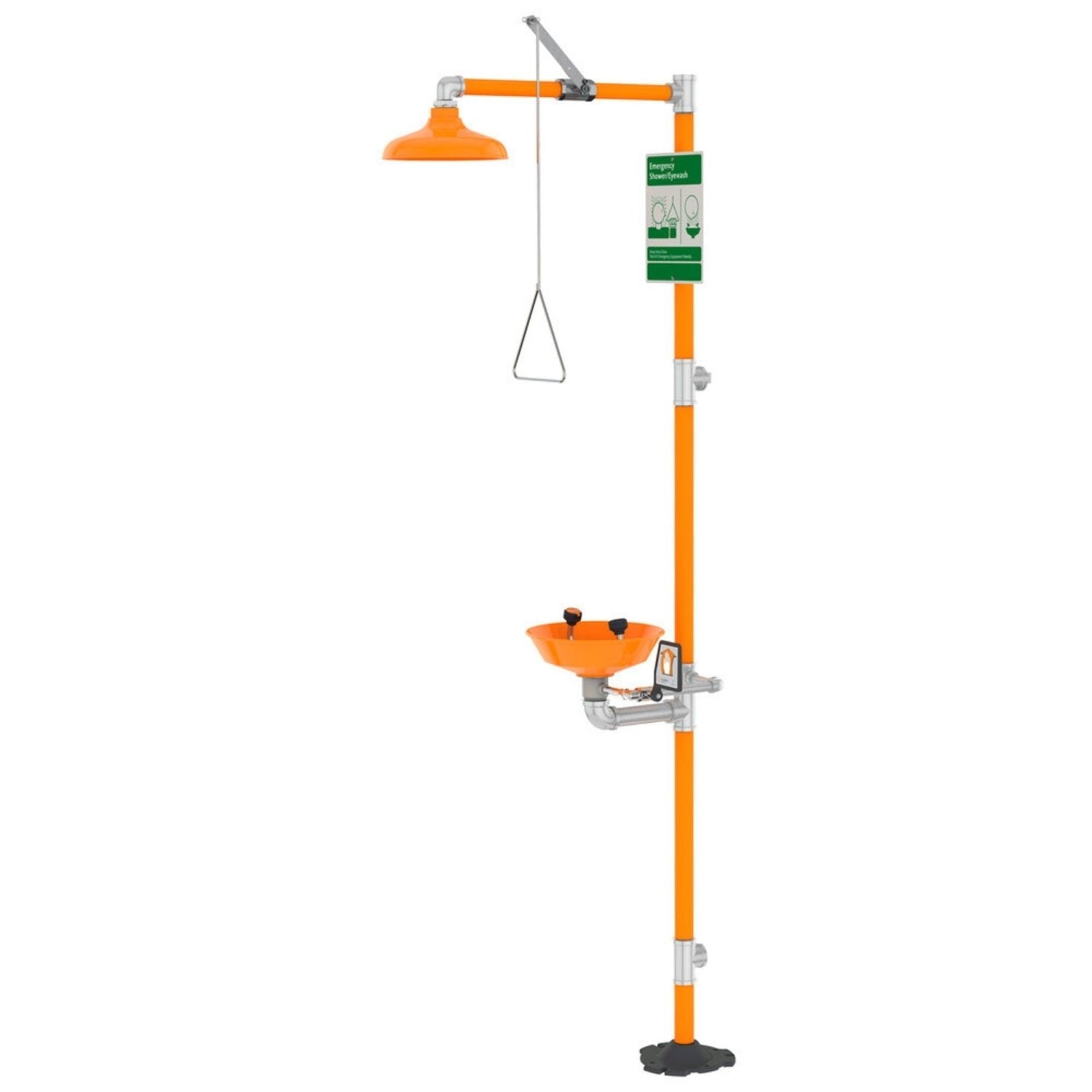 Eye Wash & Shower Stations, 12 in, SS & Safety Orange