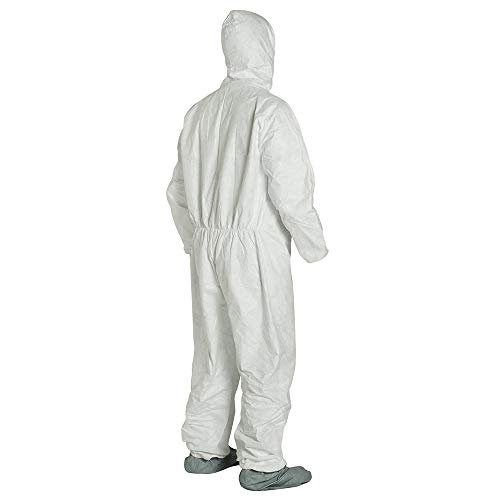 DuPont DUPTY122SXL Tyvek Elastic-Cuff Hooded Coveralls with Boots, White, X-Large Size, Pack of 25