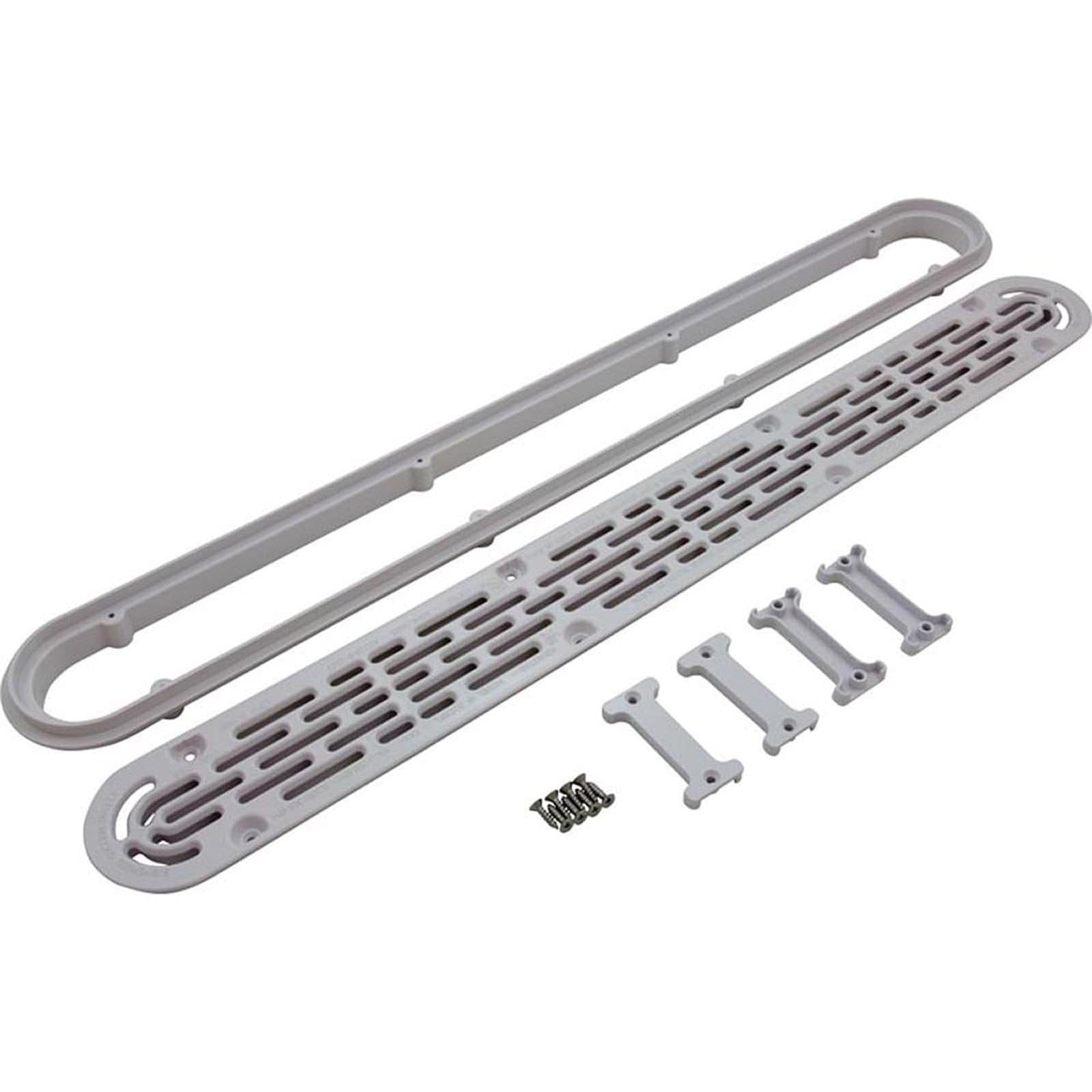AquaStar 32in. Channel Drain Flat Grate Anti-Entrapment Suction Outlet Cover with Frame White 32CDFLFR101