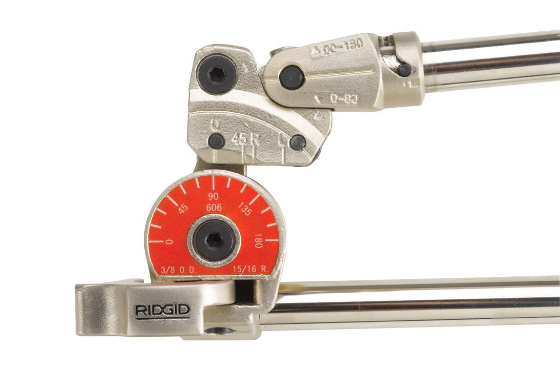 RIDGID 38048 Model 608 Heavy-Duty Stainless Steel Pipe and Tubing Bender, 1/2" Pipe Bender with Extra Long Handles, Black; Red; Silver
