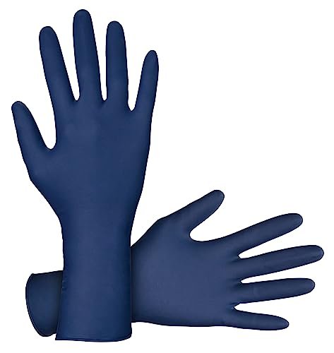 Thickster Powder-Free Exam Grade Latex Disposable Gloves. Blue, 14 mil Thickness, 12" Length. Single Use. Pack of 50.