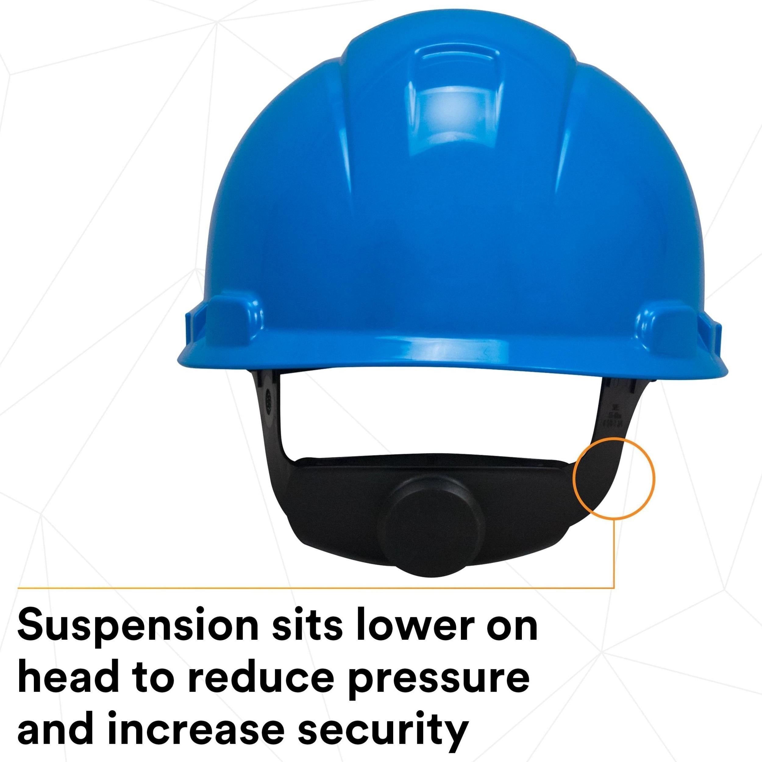 3M™ Hard Hat H-703R, Blue 4-Point Ratchet Suspension