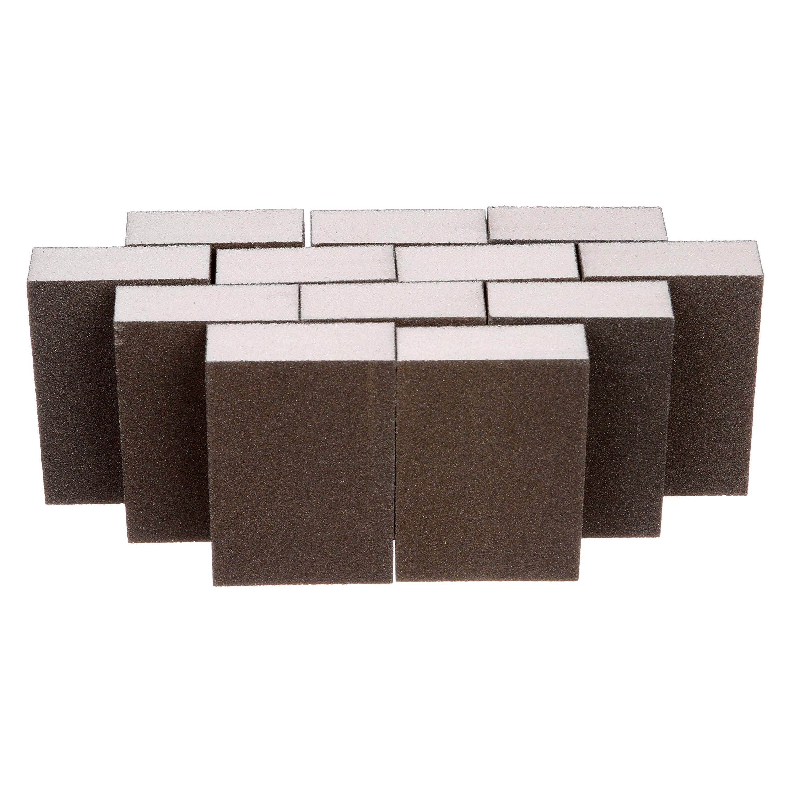 3M Sanding Sponge Block, 12-Pack, Medium Grits, 3-3/4 in x 2-5/8 in, Designed For Sanding Wood, Paint, Metal, Plastic or Drywall, Features 3M Abrasive, Made with Durable Flexible Foam (CP002-12P)