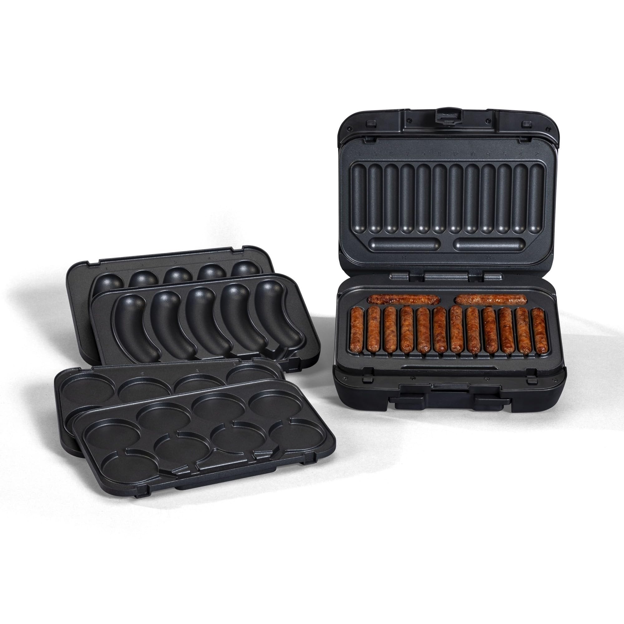 JOHNSONVILLE SIZZLING SAUSAGE GRILL Johnsonville BTG0500 Sizzling Sausage 3-in-1 Indoor Electric Grill, Large, Black