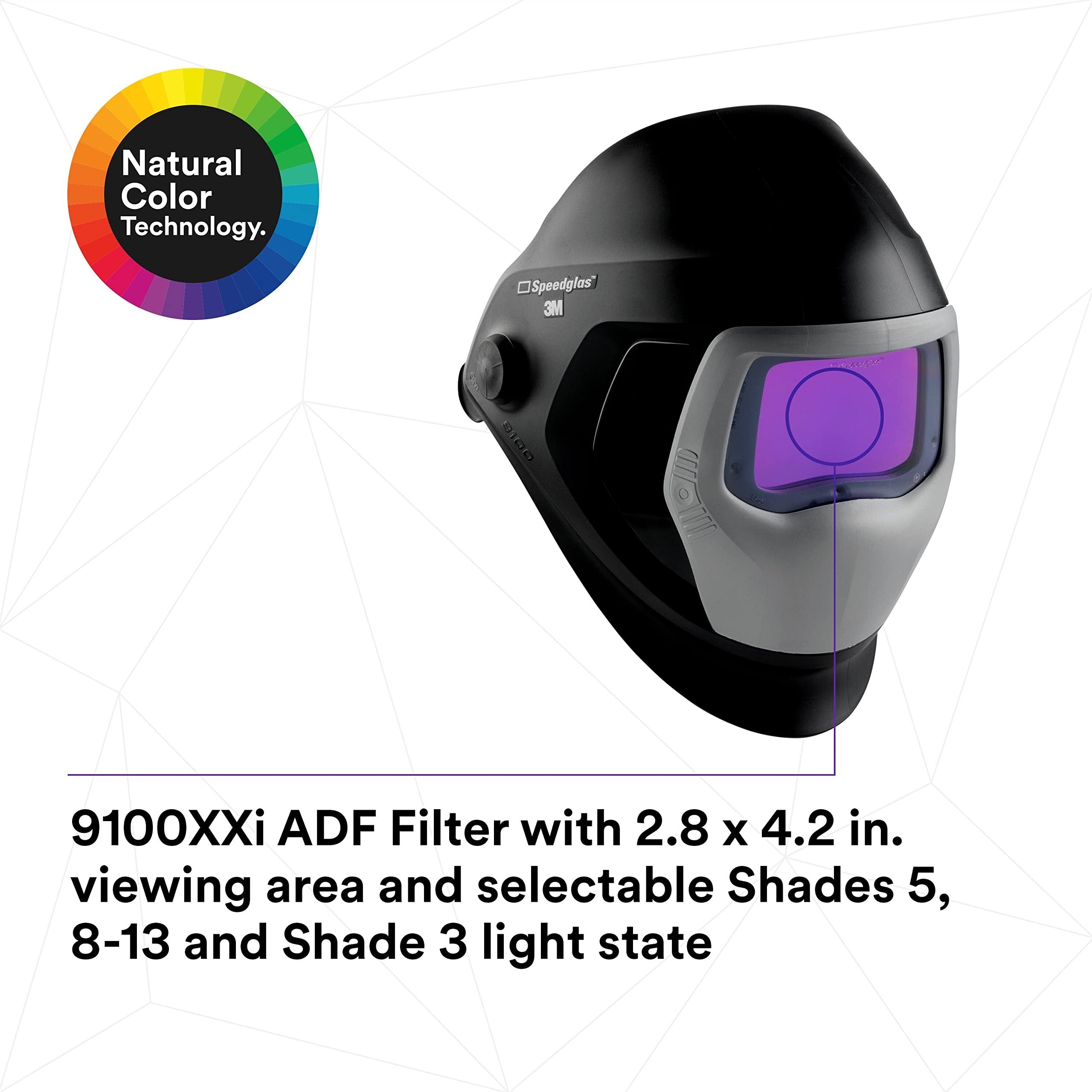 3M Speedglas Welding Helmet 9100, 06-0100-30iSW, with Auto-Darkening Filter 9100XXi 3 Arc Sensors for MMAW TIG MIG Tack Plasma Arc Welding and Grinding Mask, 1 Each