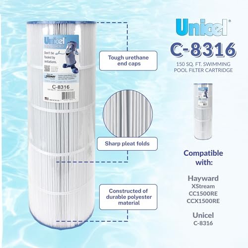 Unicel C-8316 150 Square Foot Media Replacement Pool Filter Cartridge with 215 Pleats, Compatible with Hayward Pool Products