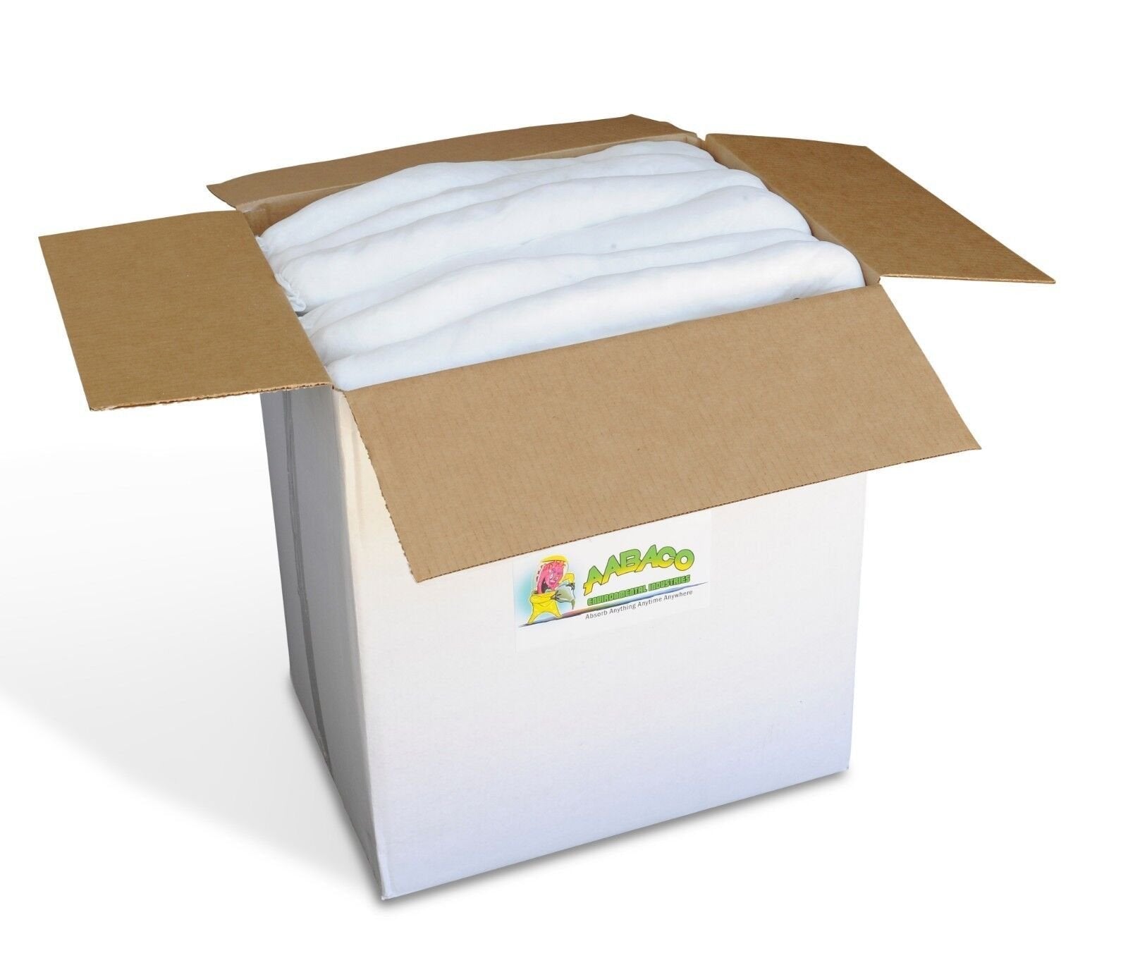 AABACO OIL ABSORBENT SOCK- White Oil Sock – Spill Containment - 3" X 48" 10/Box