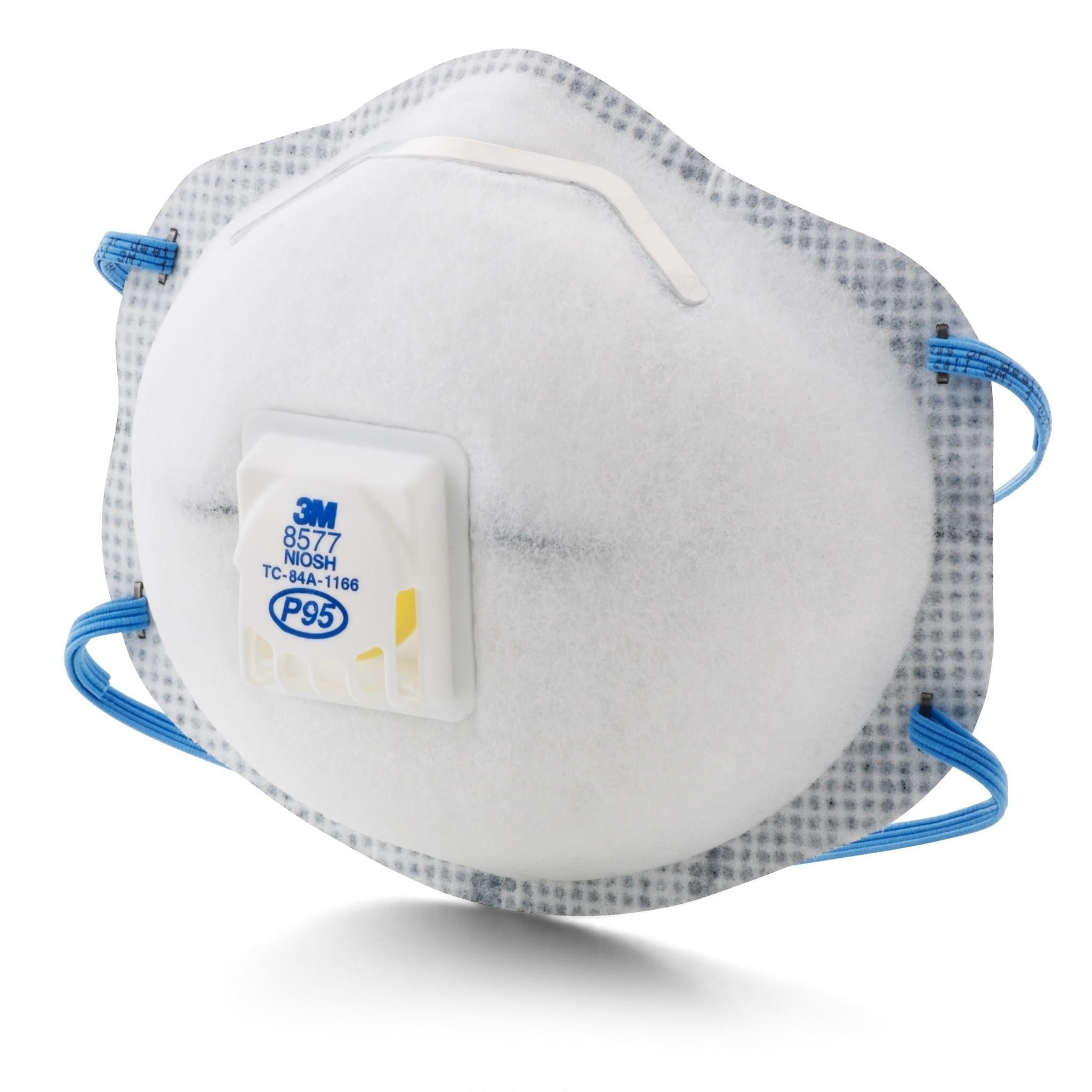 3M™ Particulate Respirator 8577, P95, with Nuisance Level Organic Vapor Relief 10 PACK