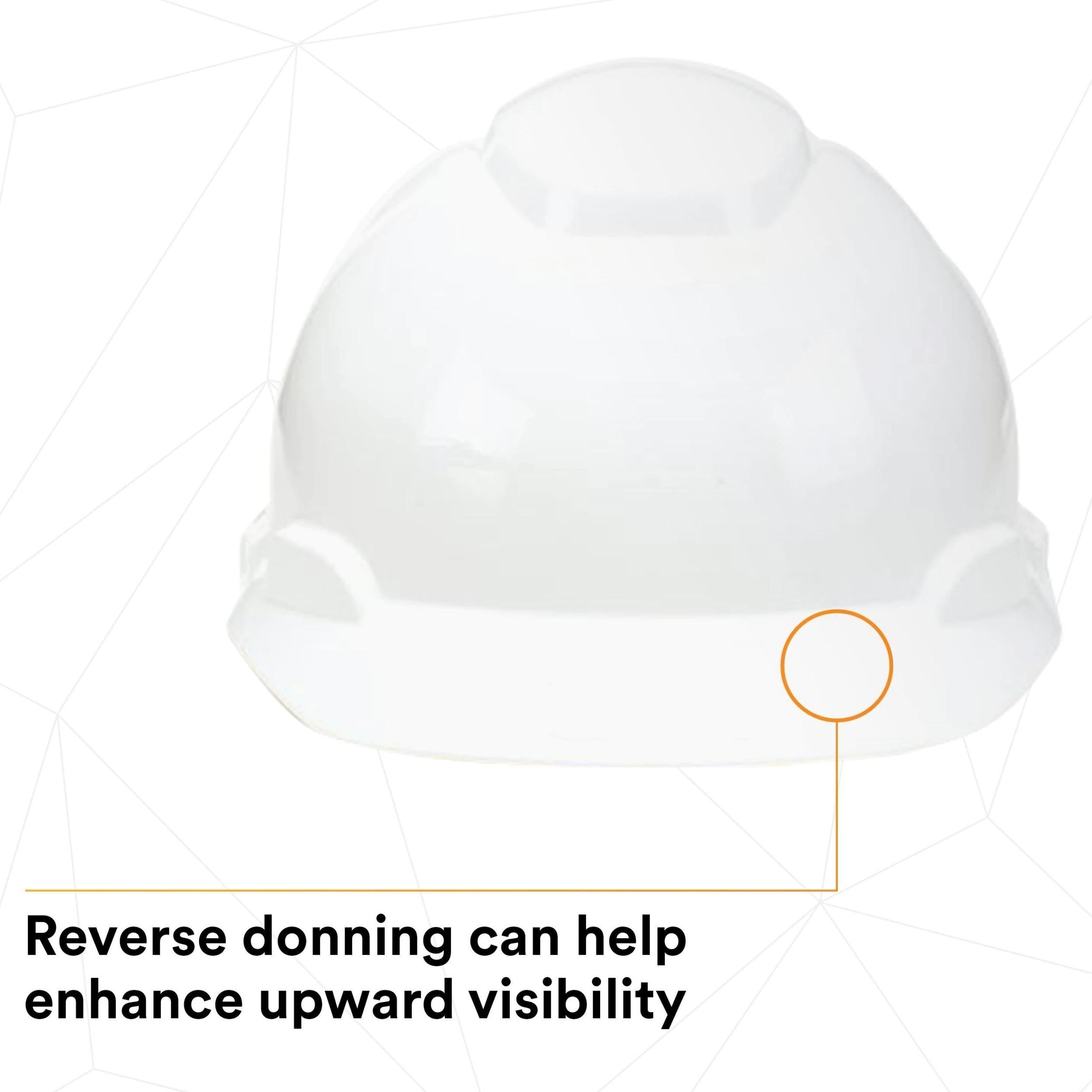 3M™ Hard Hat, White 4-Point Ratchet Suspension H-701R