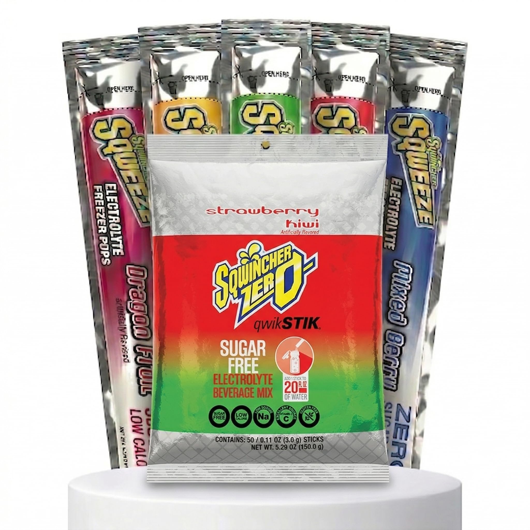 Sqwincher Bundle: (50) Strawberry Kiwi Zero Qwik Stiks (20oz Yield ...