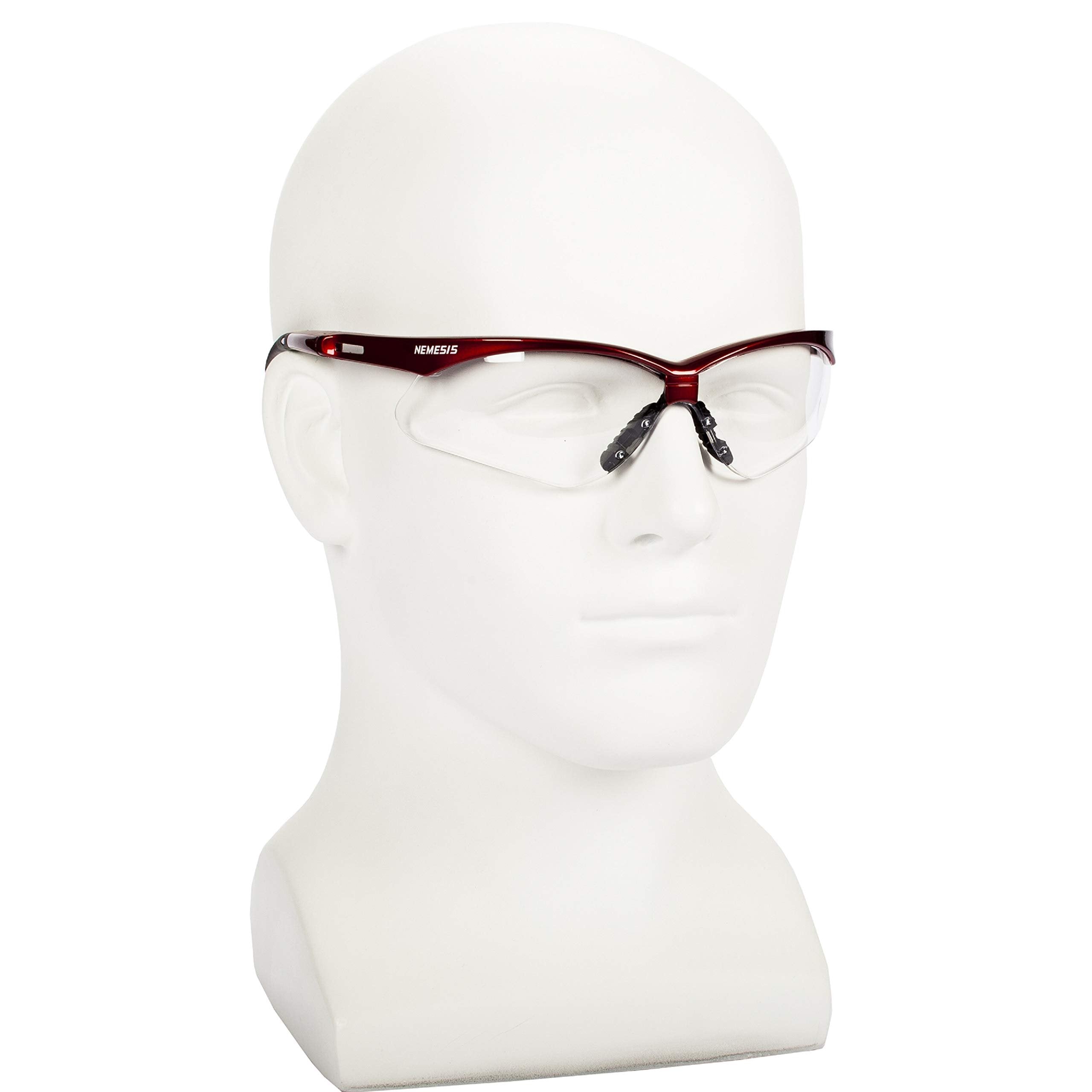 KLEENGUARD V30 Nemesis Safety Glasses/Sunglasses, 47378 Red Frame, Clear Anti-Fog Lens (6 Pair)