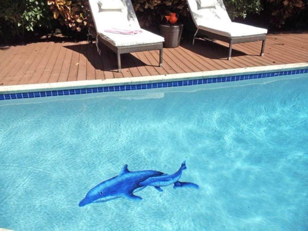 Dolphin Pair Ceramic Swimming Pool Mosaic (24" x 57")