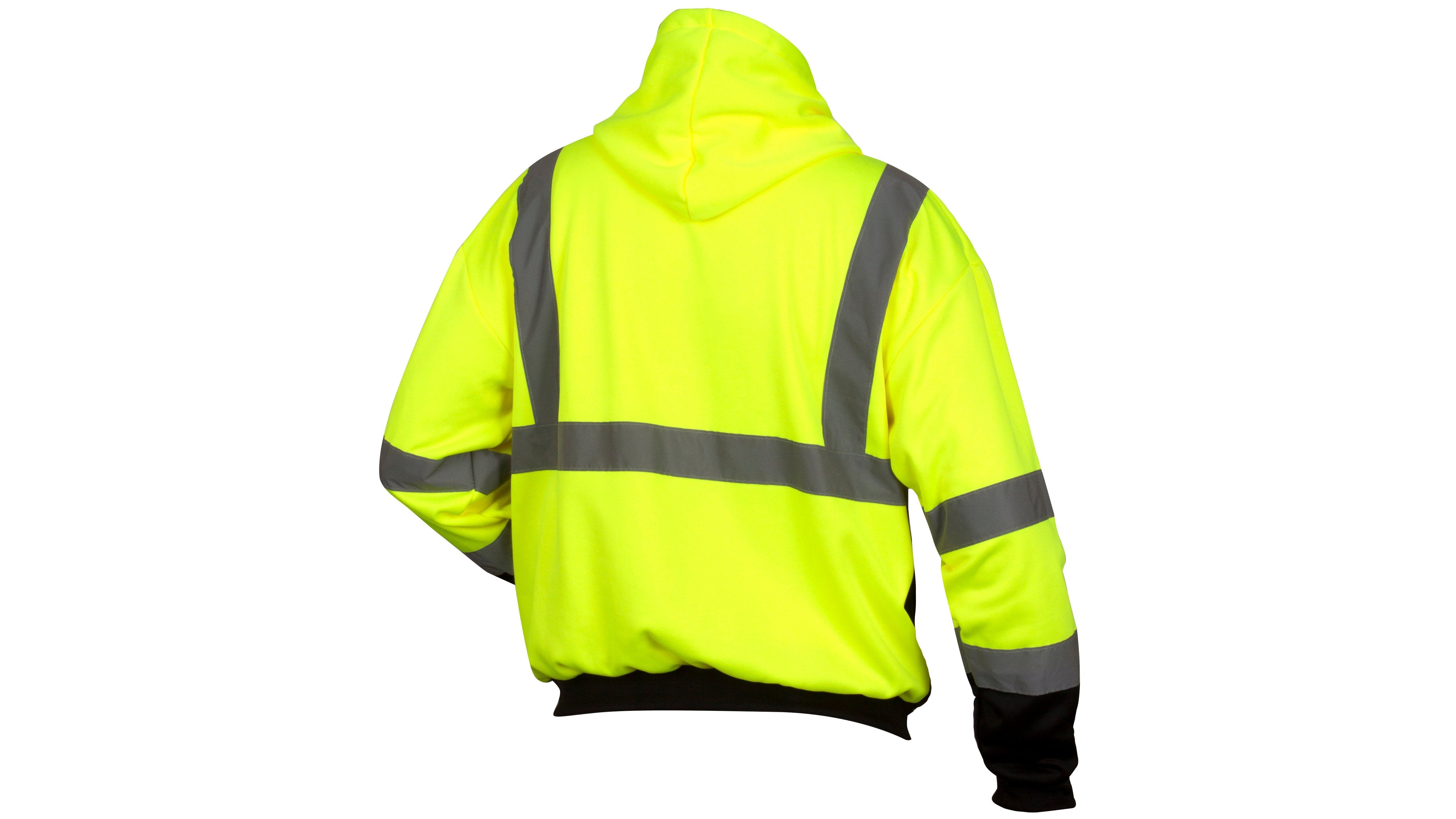 PYRAMEX RSZH3210: Type R - Class 3 Hi-Vis Lime Zippered Sweatshirt