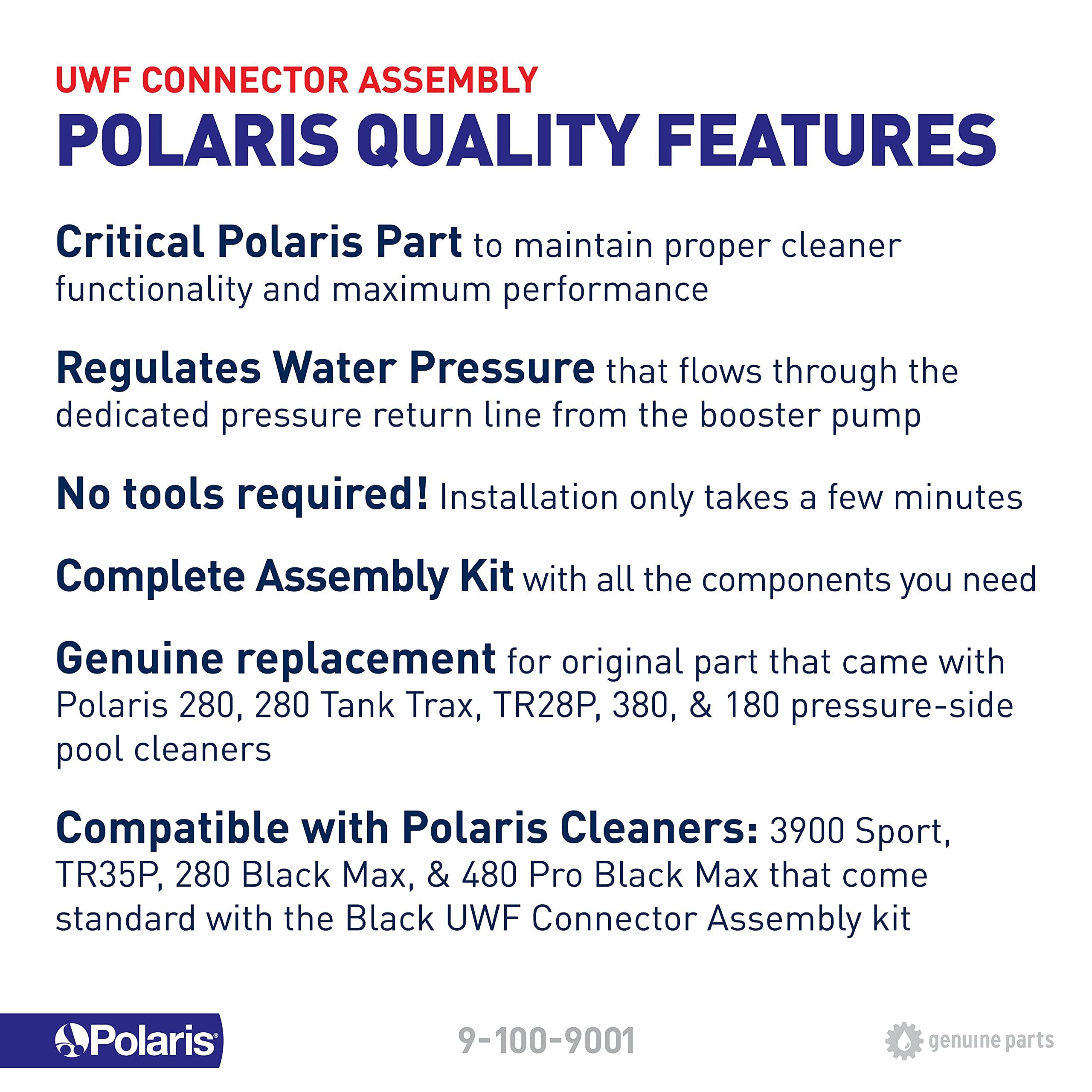 Polaris Genuine Parts 9-100-9001 Universal Wall Fitting Connector Assembly Replacement for Auto Pressure-Side Pool Cleaners Vac-Sweep 280, 380, 3900