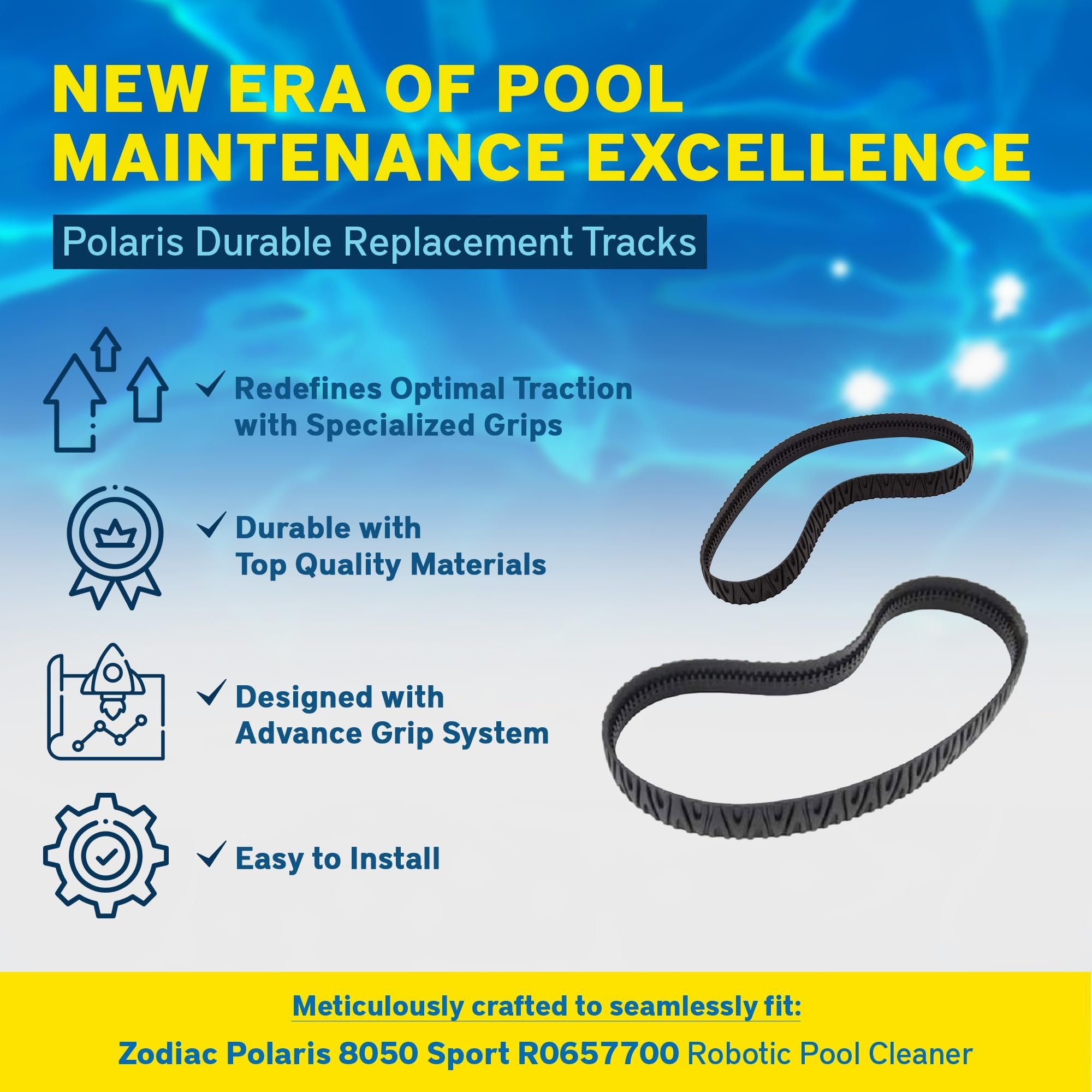 Zodiac Polaris Pool Maintenance Equipment Replacement Track for Zodiac Polaris 8050 Sport R0657700 Robotic Pool Cleaner (Set of 2)