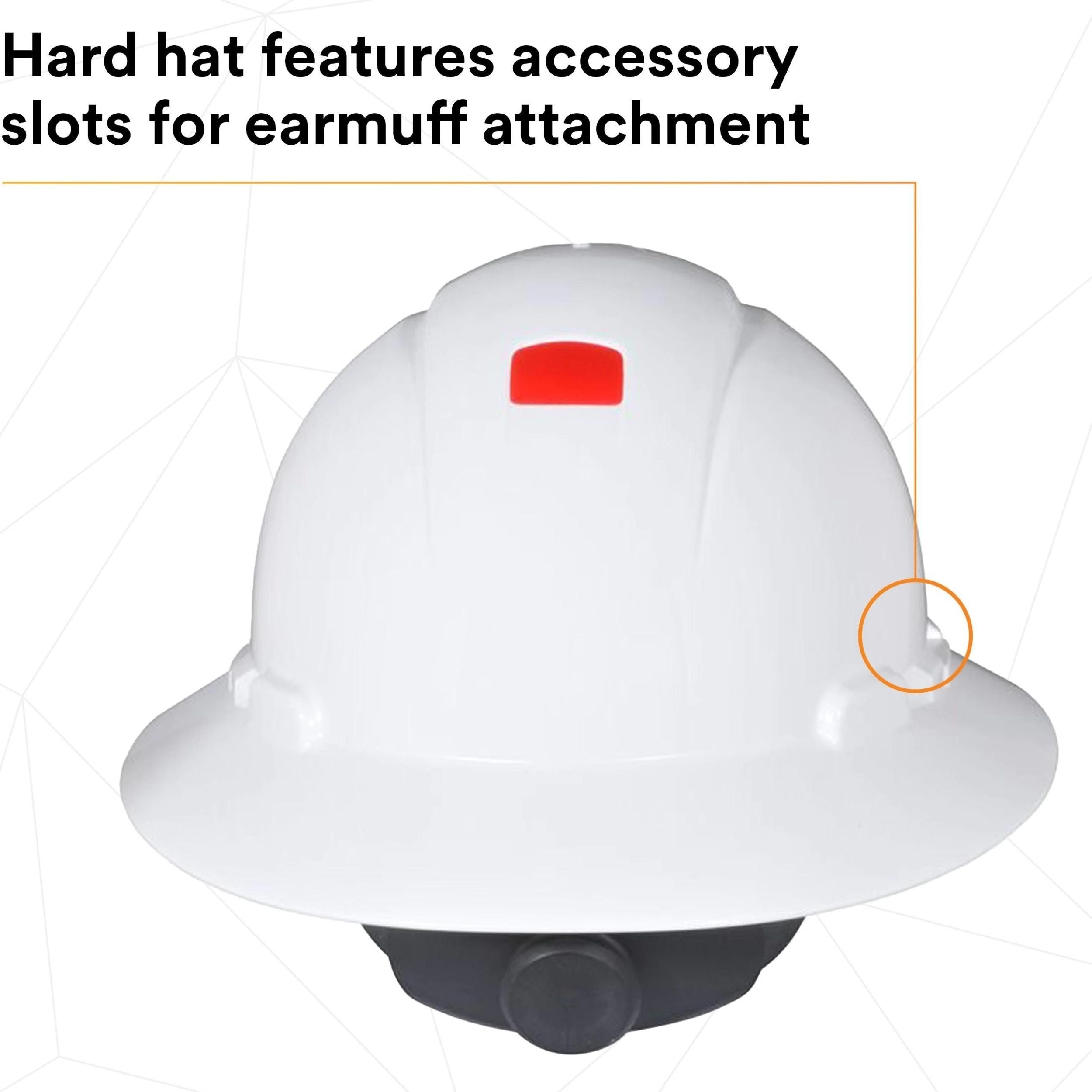 3M™ Full Brim Hard Hat H-801R-UV, White 4-Point Ratchet Suspension, with Uvicator