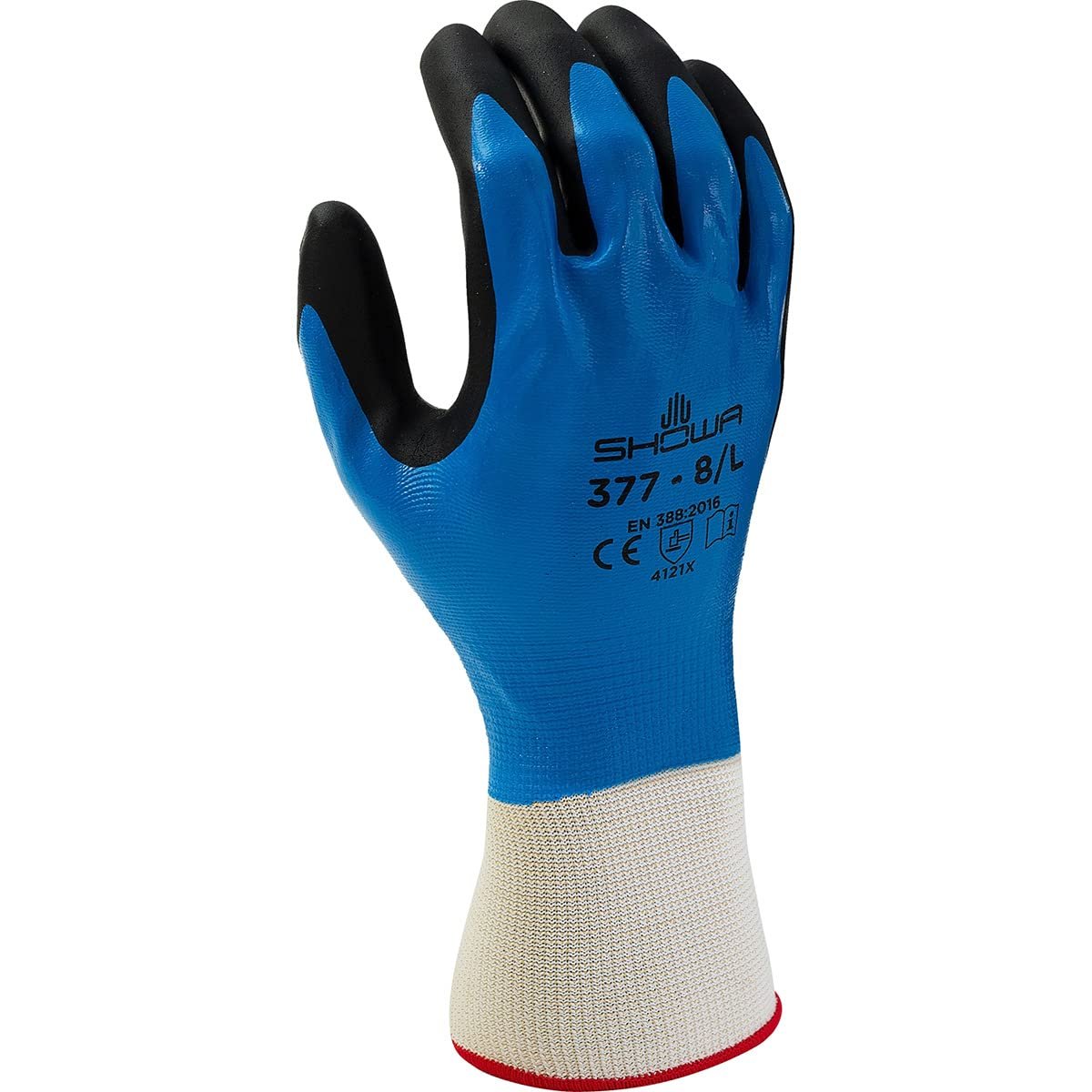 SHOWA 377 Nitrile Foam Coating on Nitrile Glove with Polyester/Nylon Knit Liner, Large (Pack of 12 Pairs)