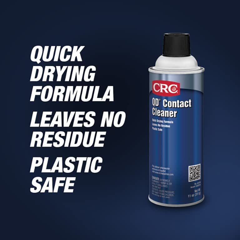 CRC QD Contact Cleaner, 11 Wt Oz, Industrial Strength, Quick Drying, No Residue, Plastic-Safe Electronics Cleaner, Safe For Sensitive Electronics, Aerosol Spray