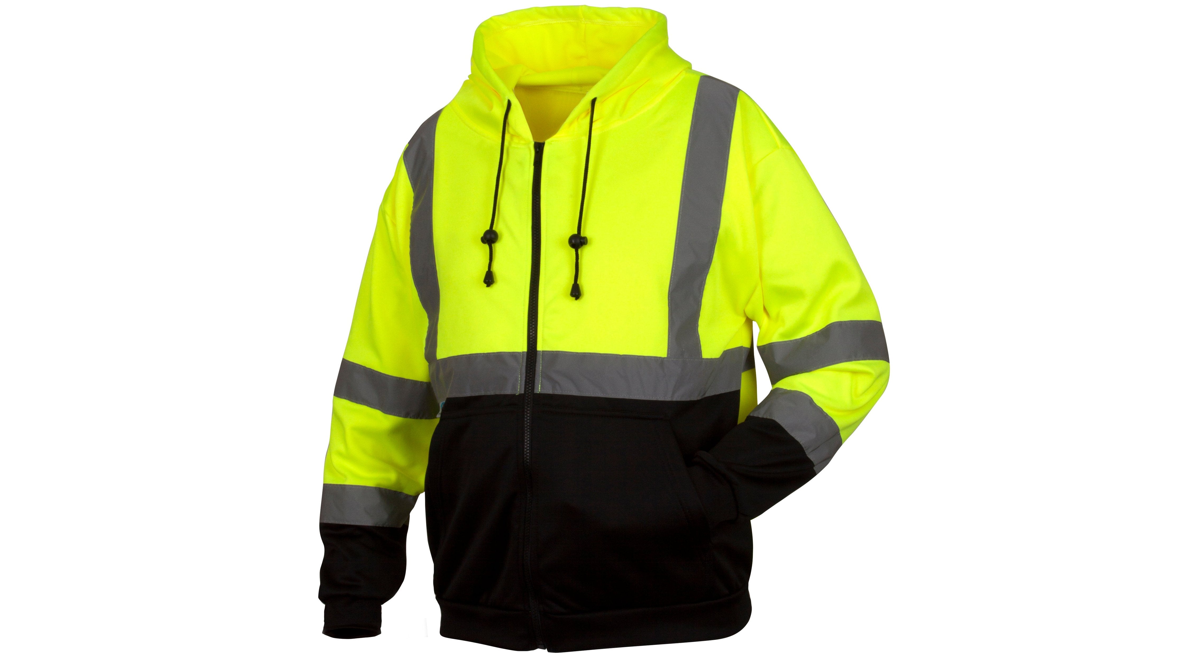 PYRAMEX RSZH3210: Type R - Class 3 Hi-Vis Lime Zippered Sweatshirt