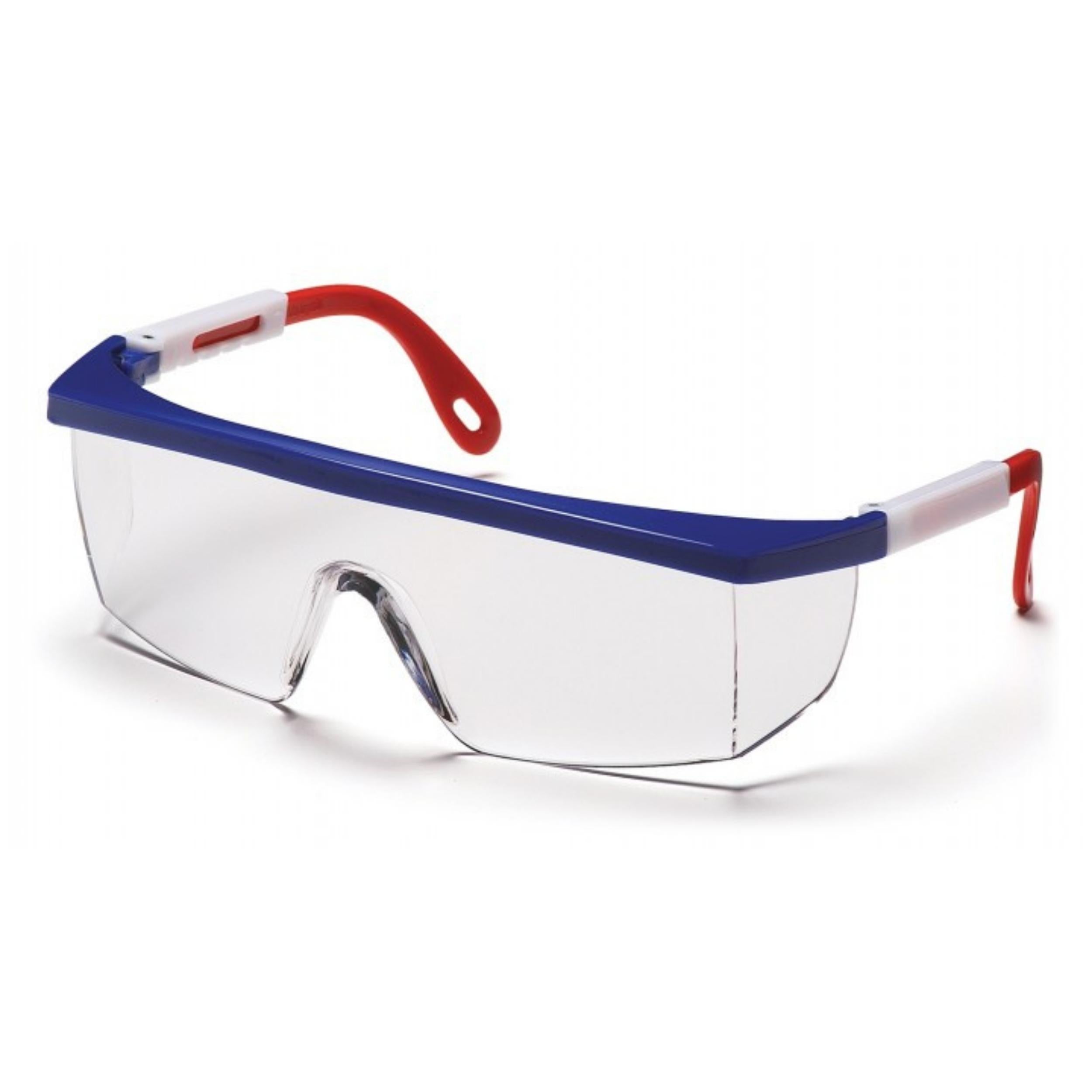 PYRAMEX-SNWR410S Clear Lens with Red, White, and Blue Frame