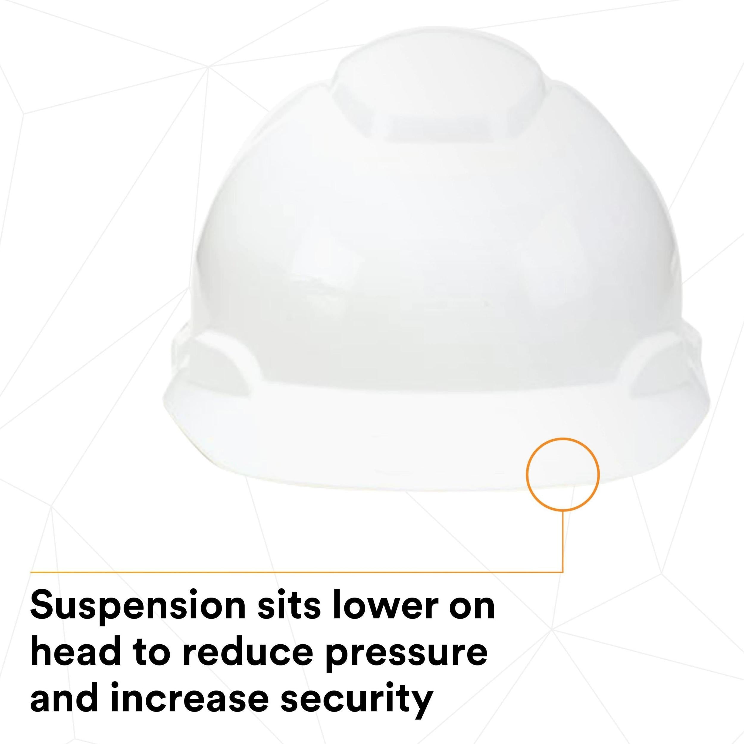 3M™ Hard Hat, White 4-Point Ratchet Suspension H-701R