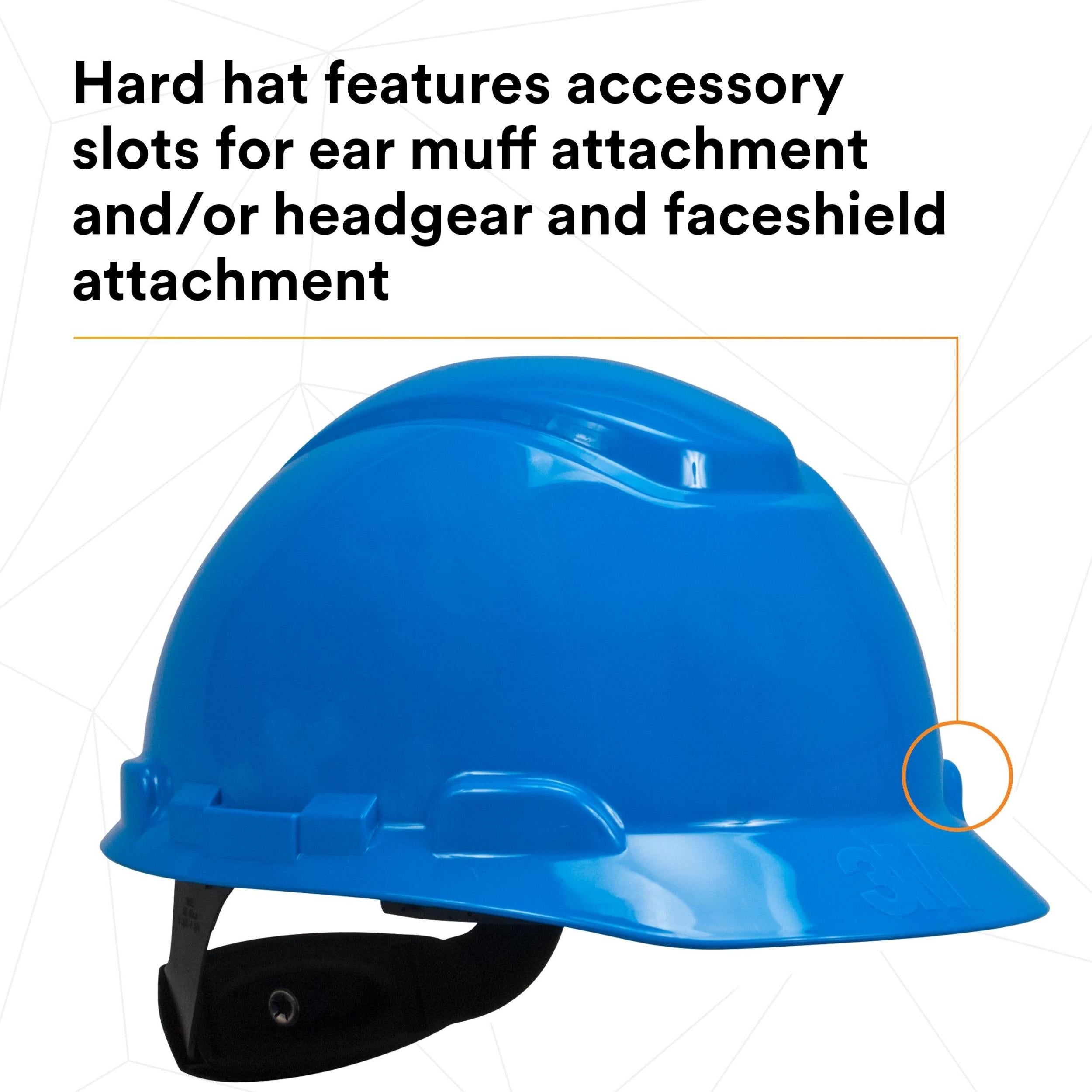 3M™ Hard Hat H-703R, Blue 4-Point Ratchet Suspension