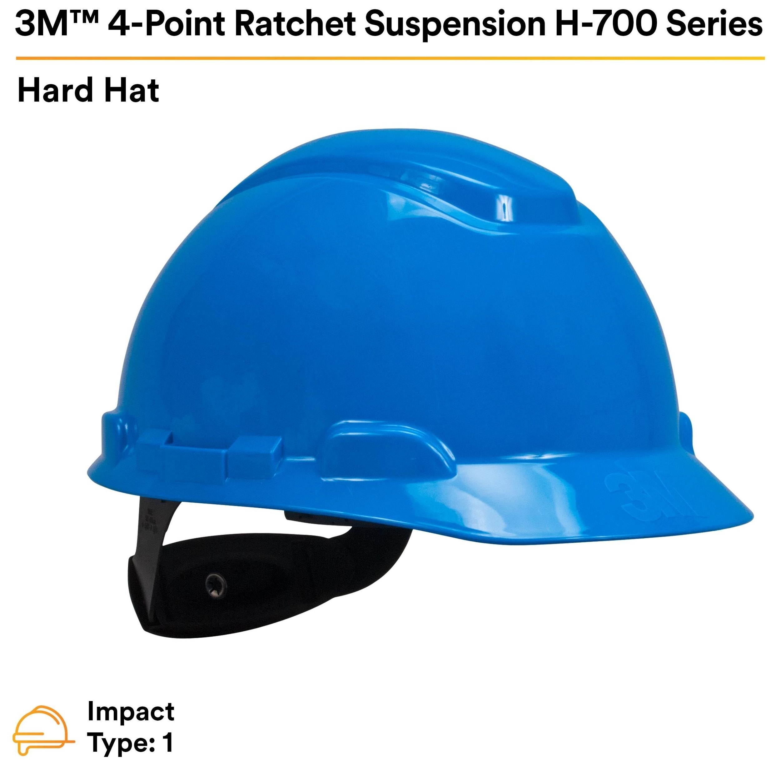 3M™ Hard Hat H-703R, Blue 4-Point Ratchet Suspension