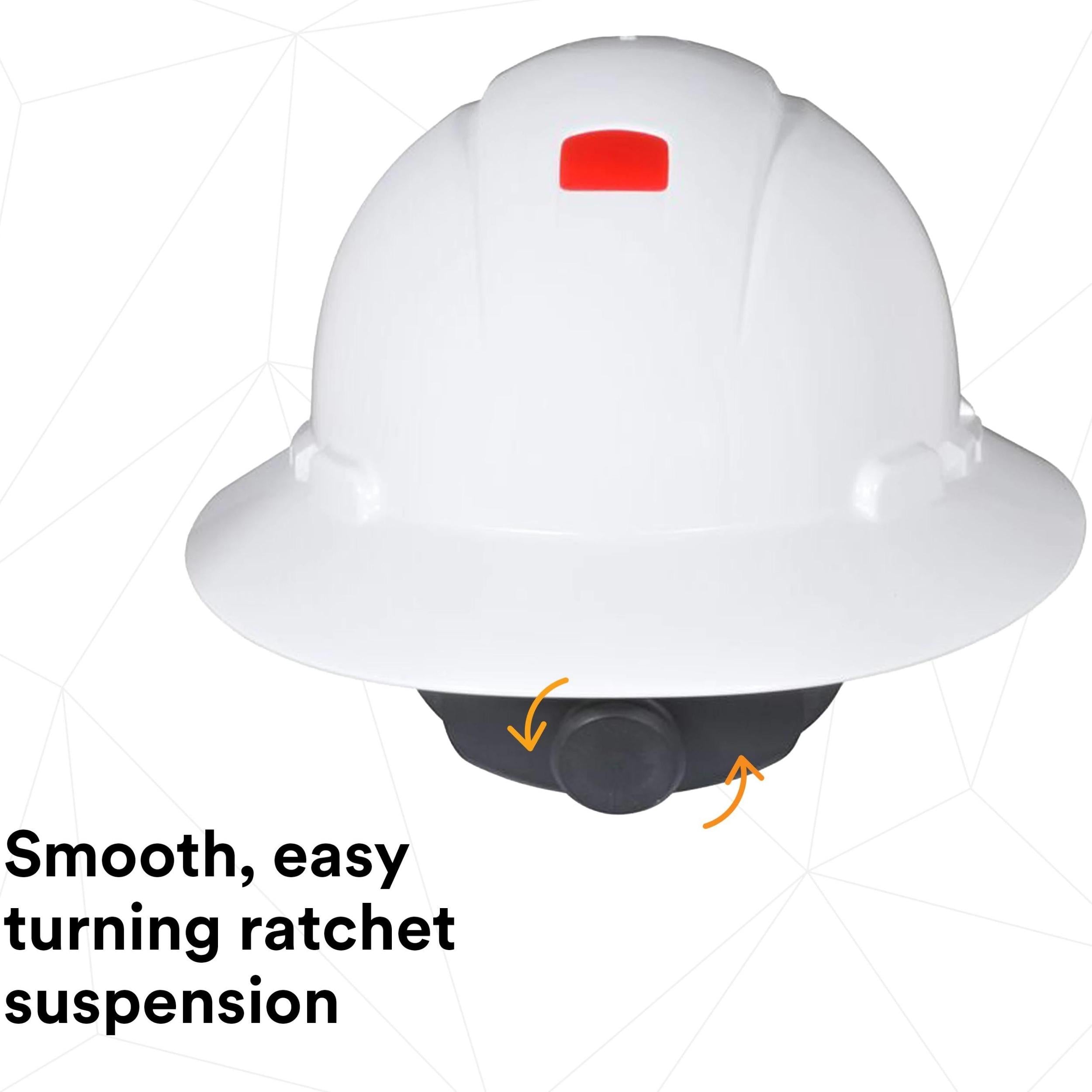 3M™ Full Brim Hard Hat H-801R-UV, White 4-Point Ratchet Suspension, with Uvicator