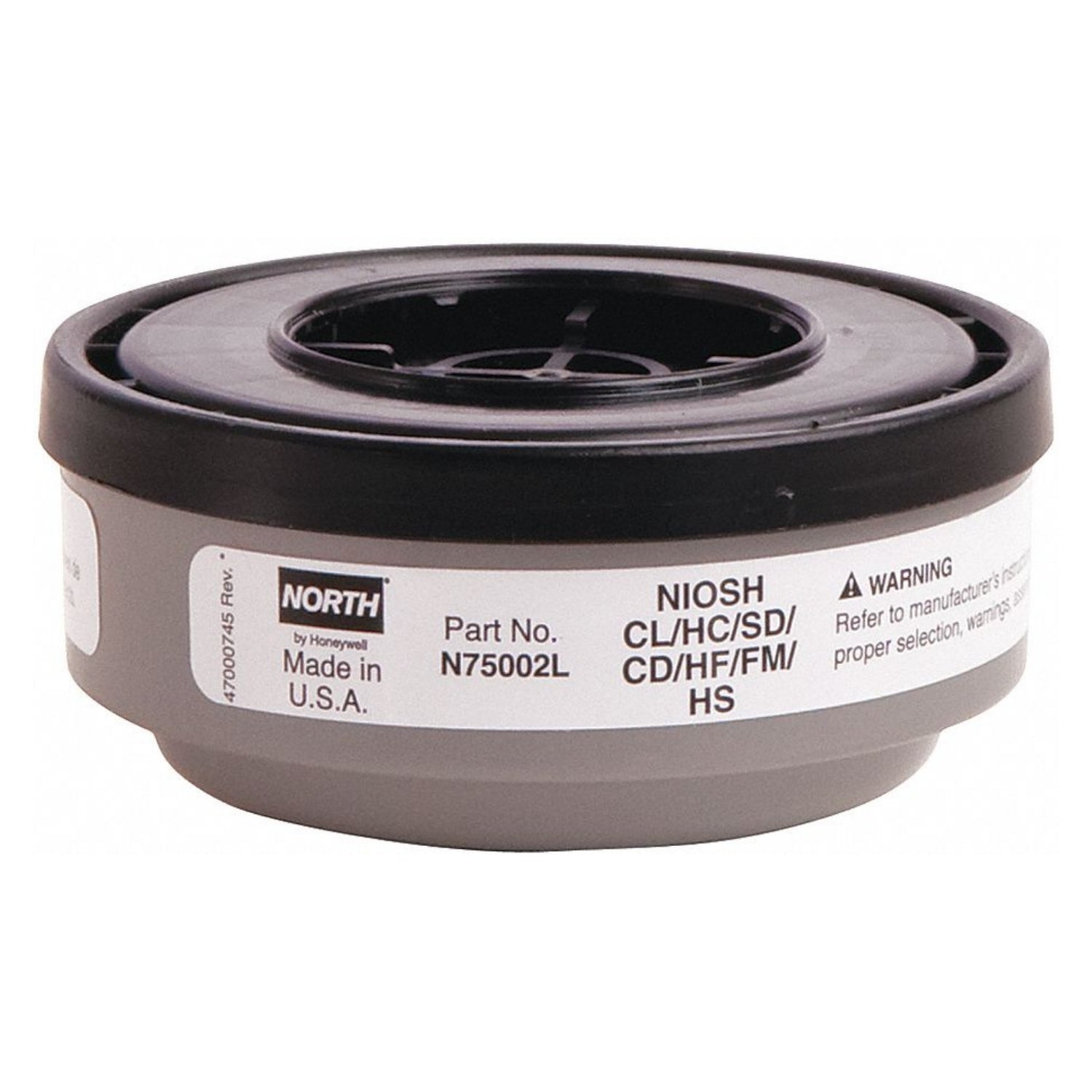 HONEYWELL N75002L- N Series Cartridges, Acid Gas, Used With 5400/7600 Facepiece, Gray