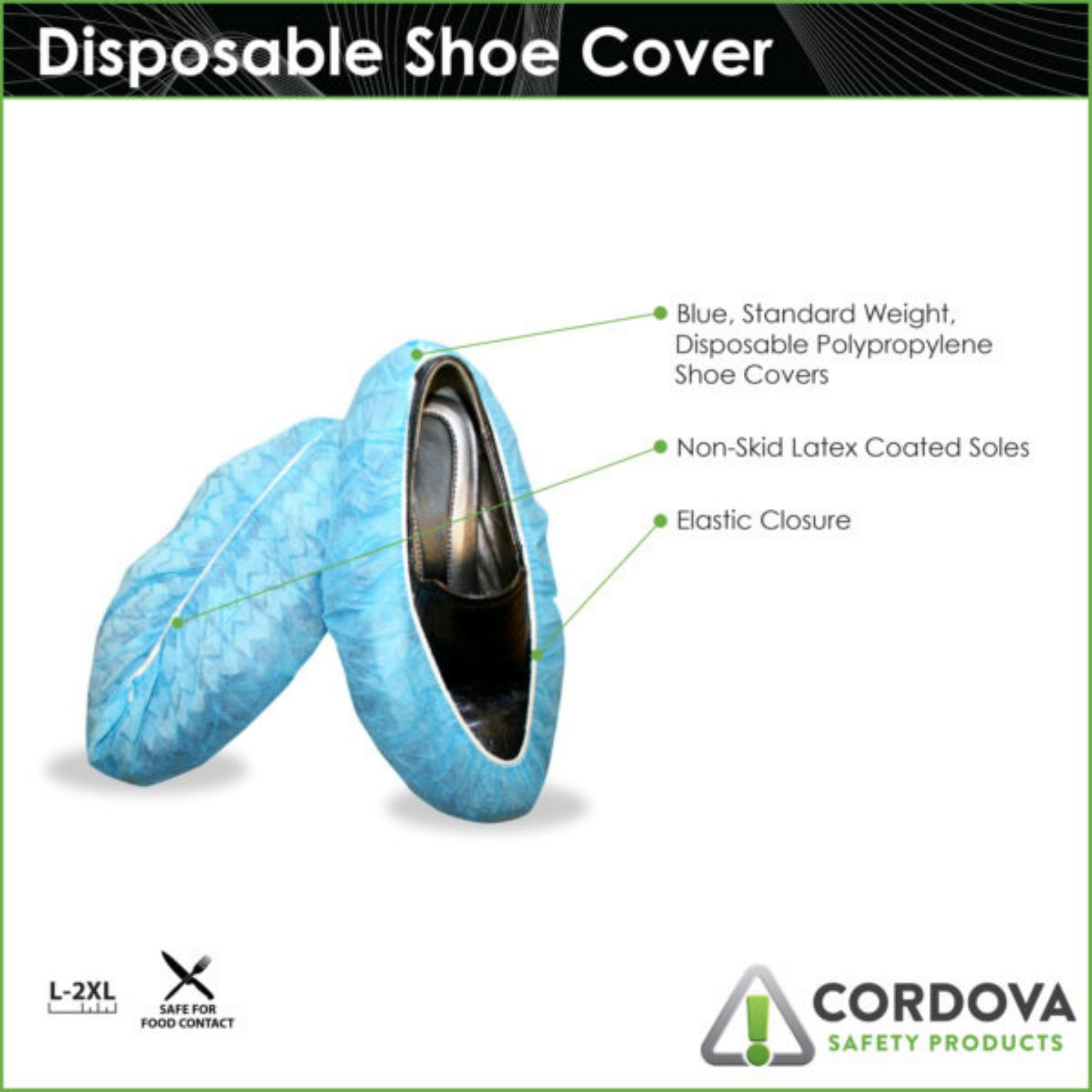 CORDOVA Shoe Cover-200 Pair, Polypropylene - Large