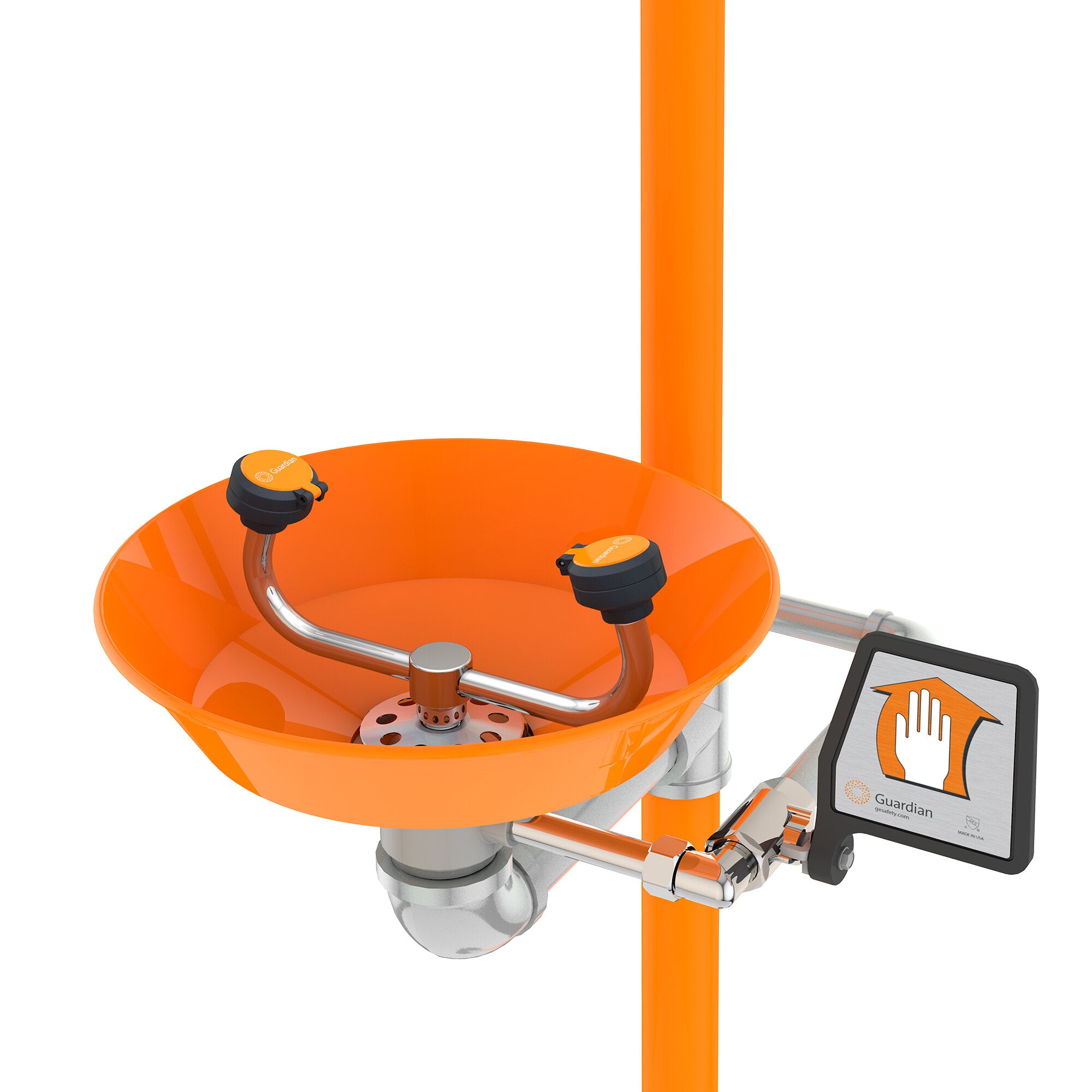 Eye Wash & Shower Stations, 12 in, SS & Safety Orange