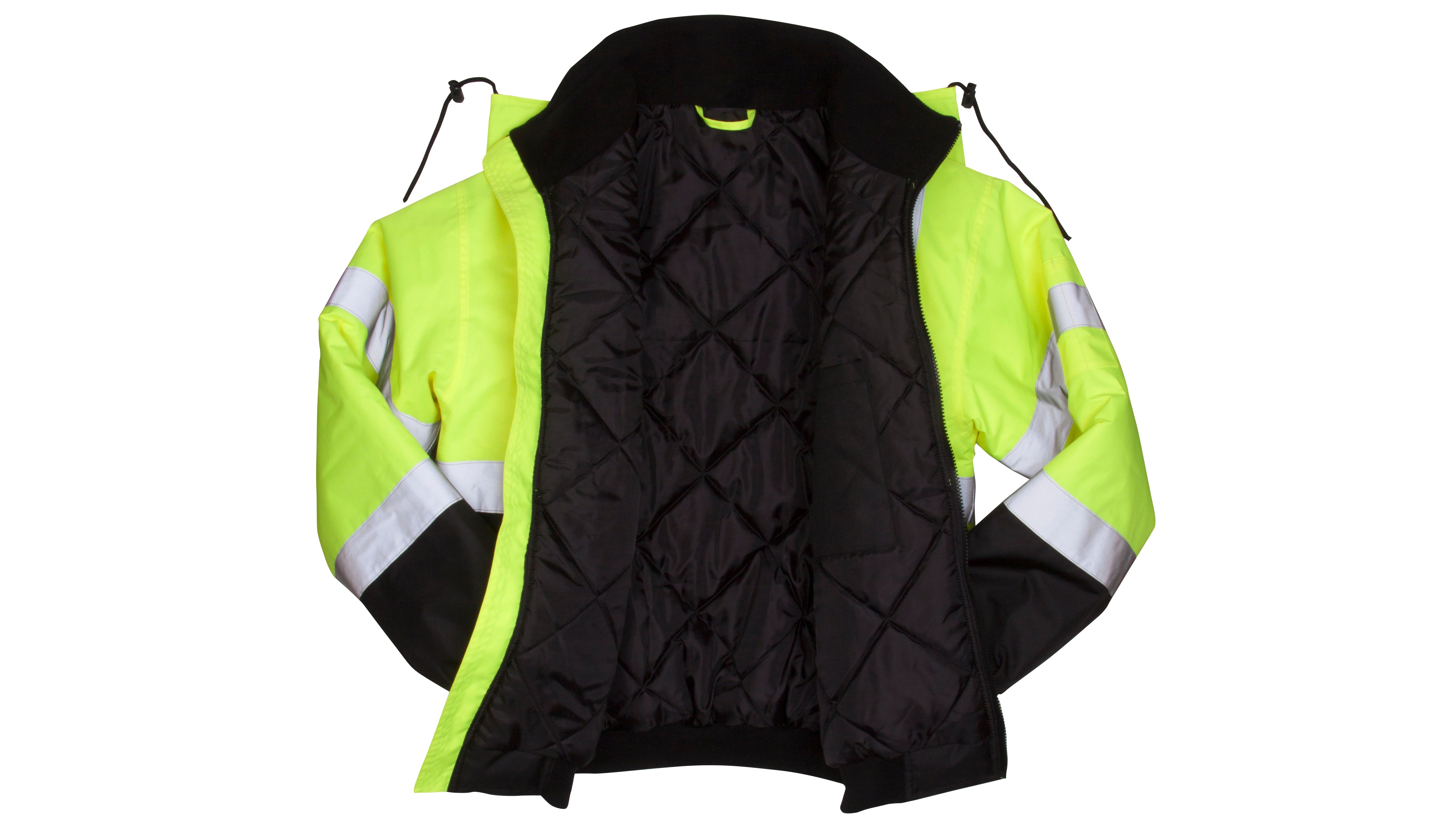 Pyramex RJ3210- Class 3,Type R: Hi Viz Lime Bomber Jacket With Quilted Lining