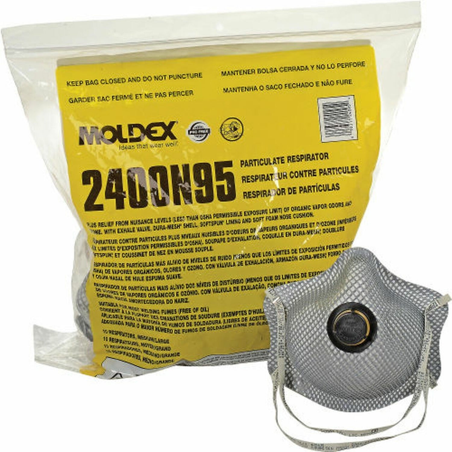 MOLDEX 2400N95 - Plus Relief From Organic Vapors Particulate Respirator With Exhale Valve - 10/BOX