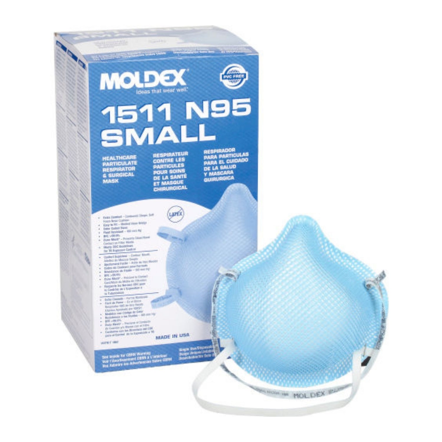 MOLDEX 1511 - N95 1500 Series  Healthcare Particulate Respirators and Surgical Masks, Small - 20/BOX